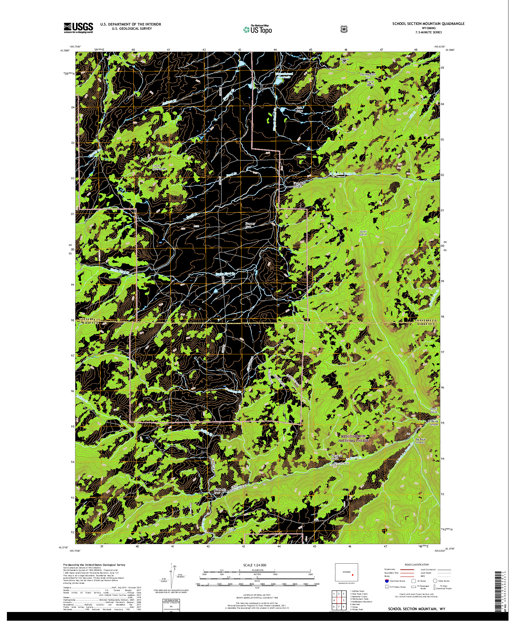 USGS US TOPO 7.5-MINUTE MAP FOR SCHOOL SECTION MOUNTAIN, WY 2017