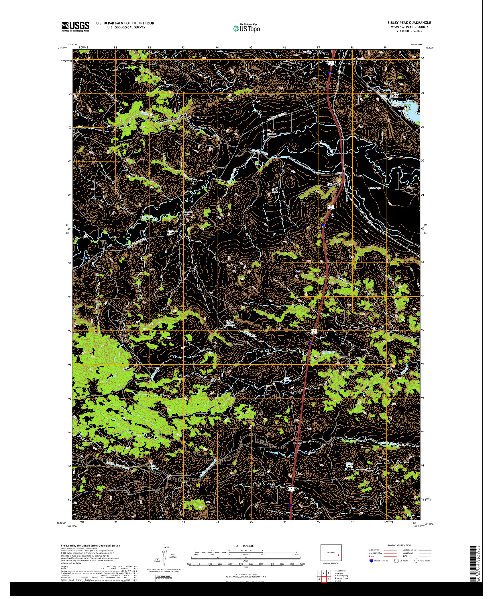 USGS US TOPO 7.5-MINUTE MAP FOR SIBLEY PEAK, WY 2017