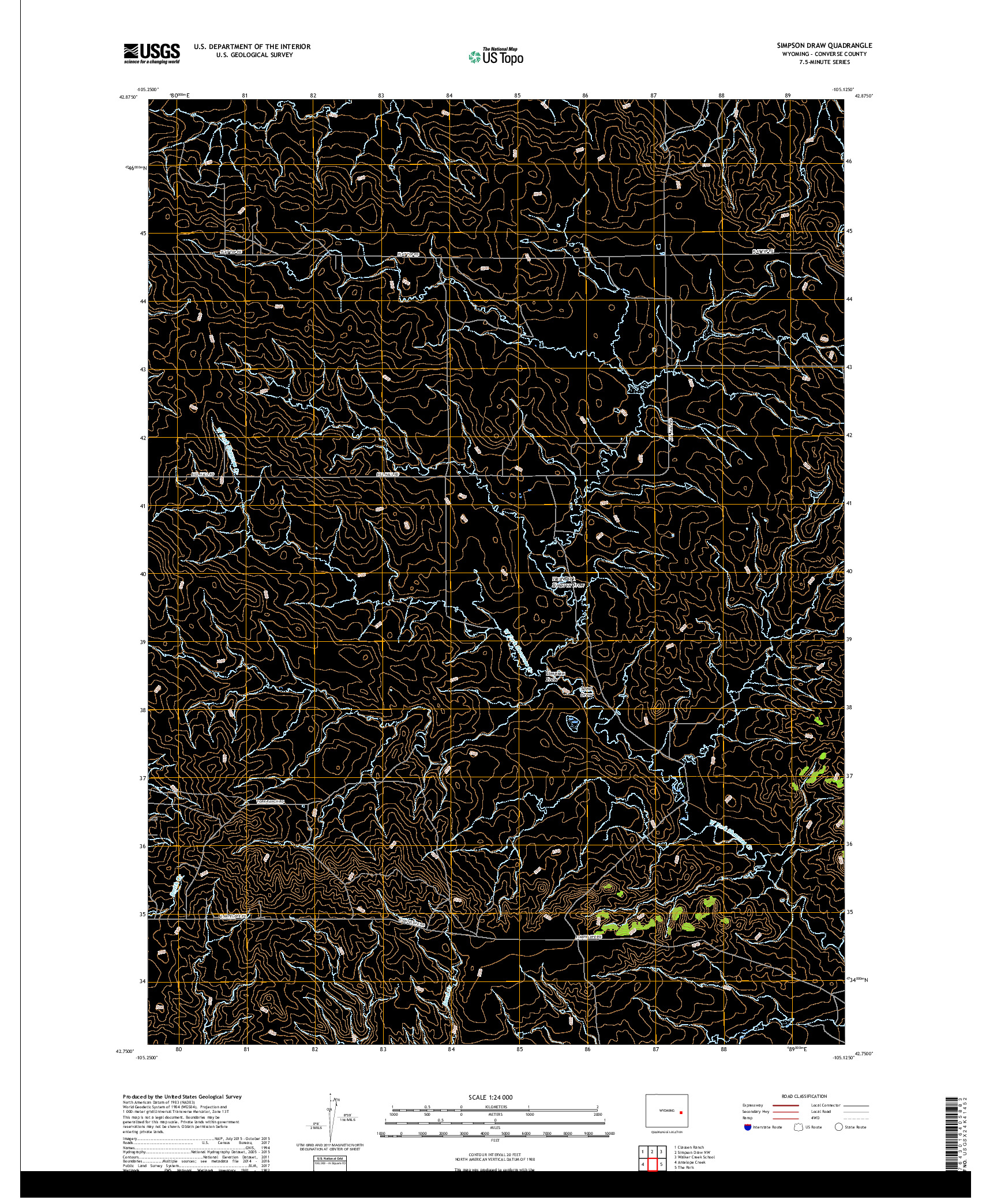 USGS US TOPO 7.5-MINUTE MAP FOR SIMPSON DRAW, WY 2017