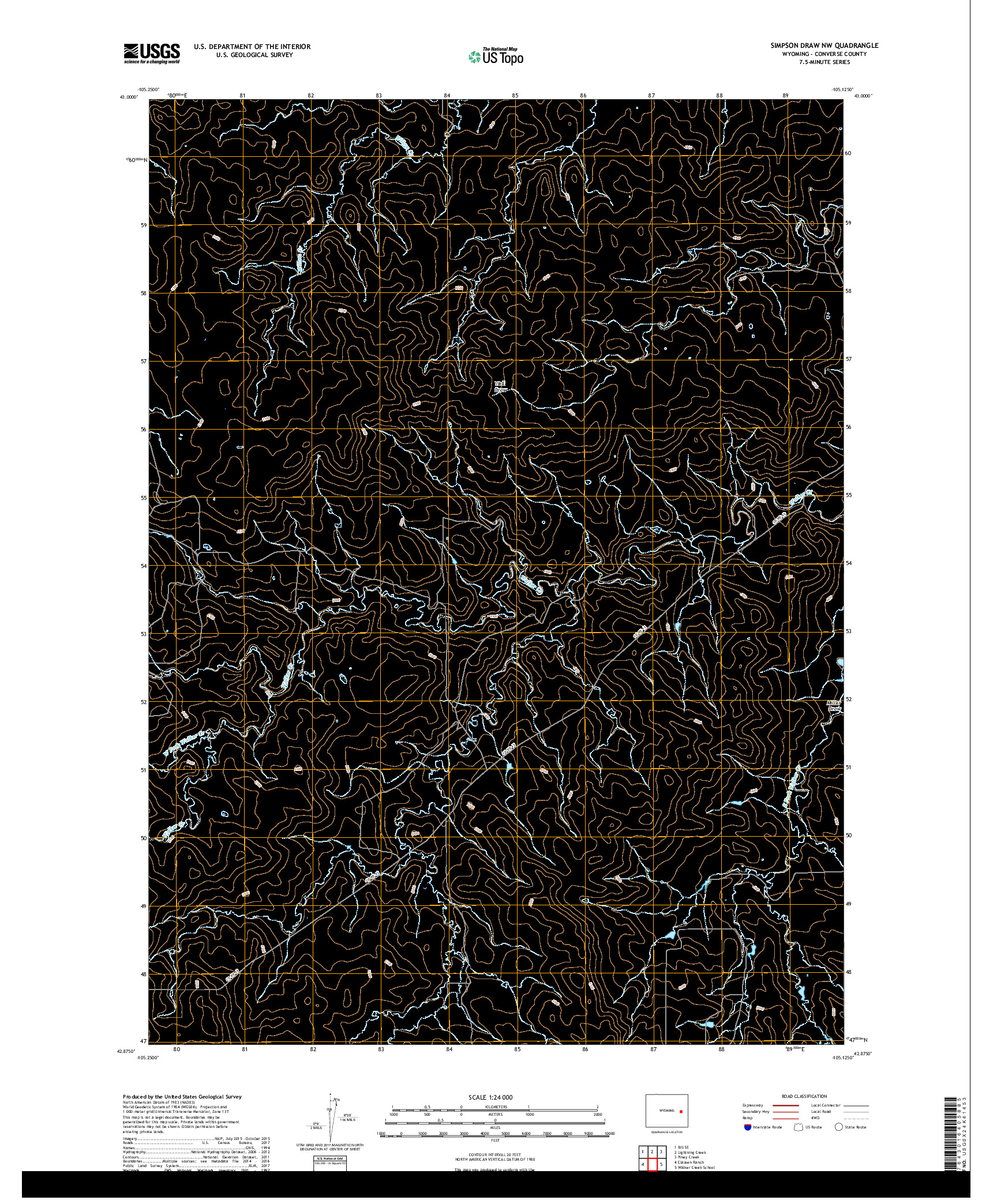 USGS US TOPO 7.5-MINUTE MAP FOR SIMPSON DRAW NW, WY 2017