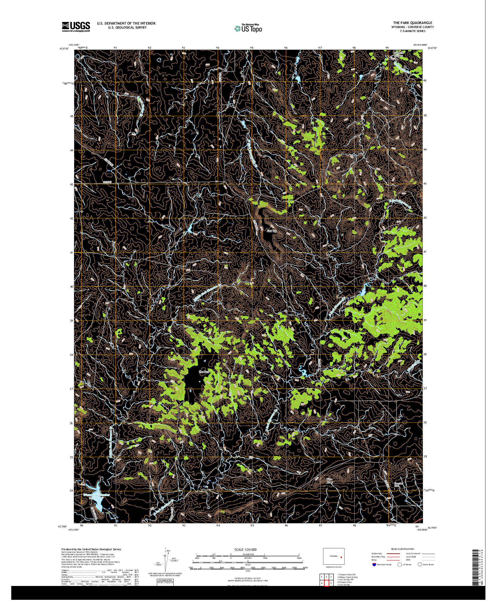 USGS US TOPO 7.5-MINUTE MAP FOR THE PARK, WY 2017