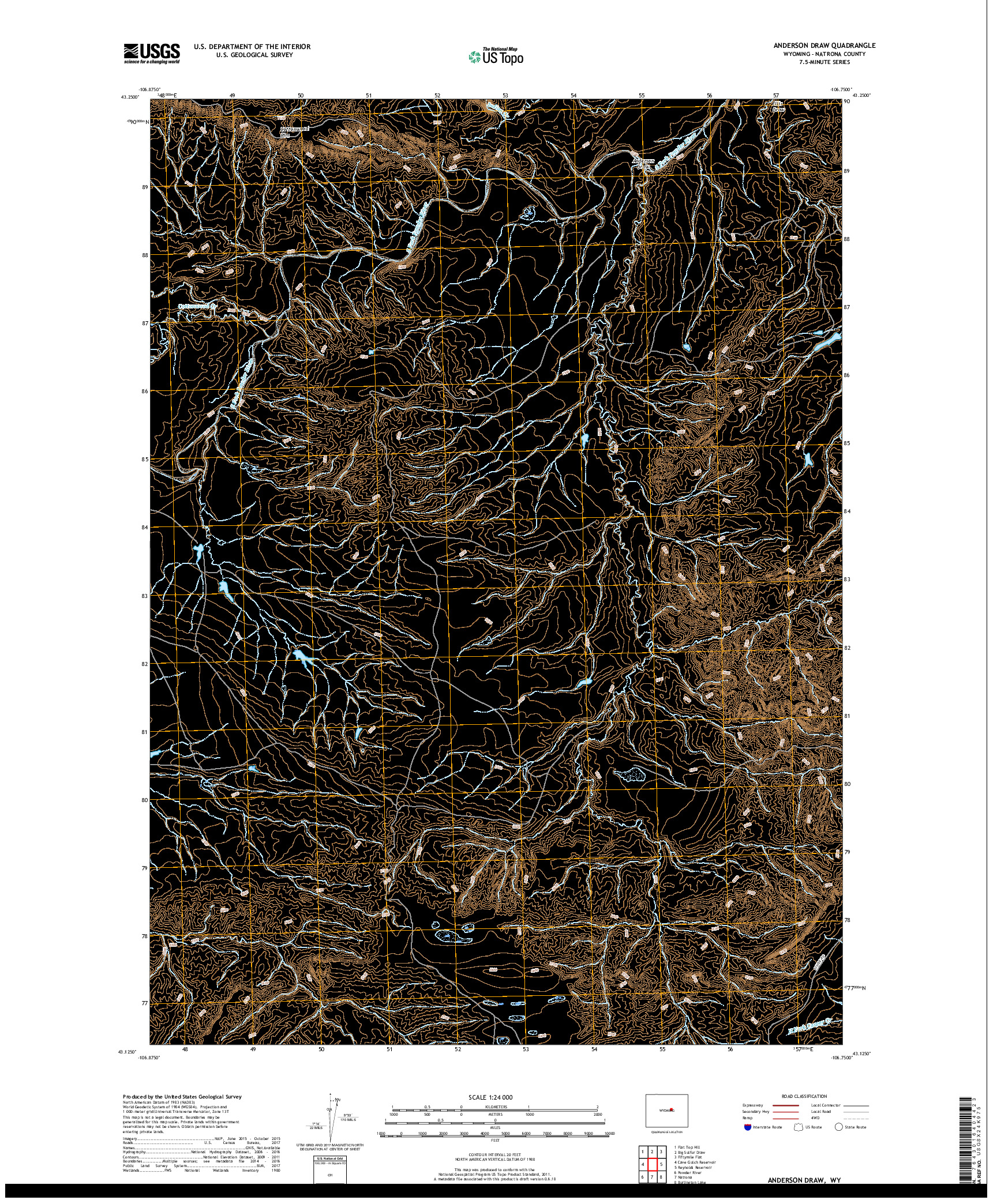 USGS US TOPO 7.5-MINUTE MAP FOR ANDERSON DRAW, WY 2017