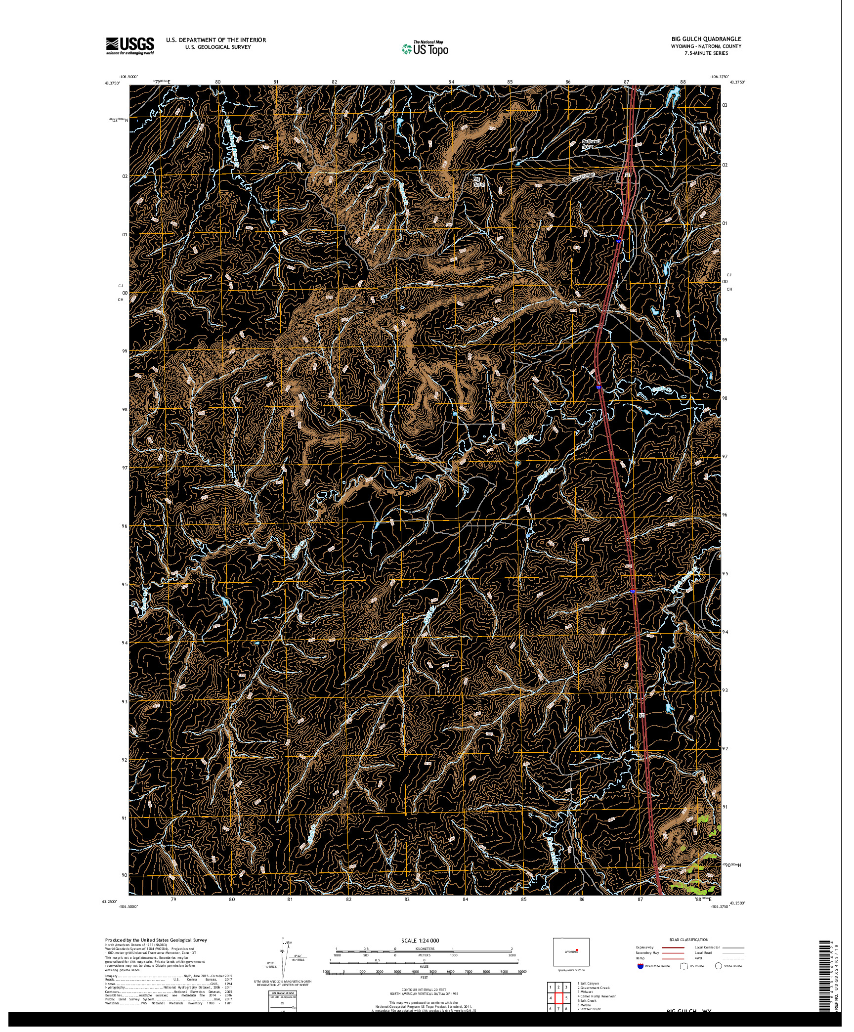 USGS US TOPO 7.5-MINUTE MAP FOR BIG GULCH, WY 2017