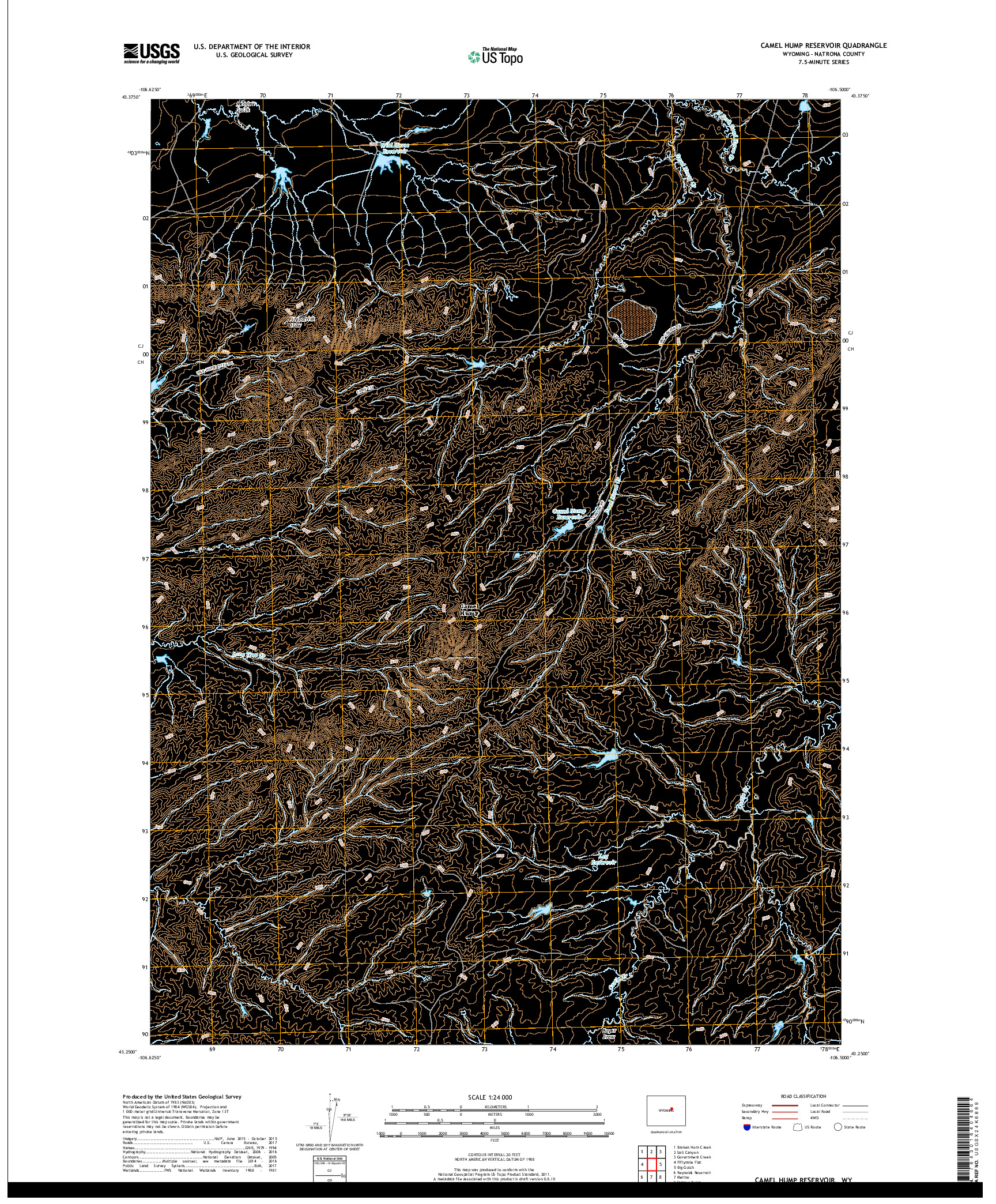 USGS US TOPO 7.5-MINUTE MAP FOR CAMEL HUMP RESERVOIR, WY 2017