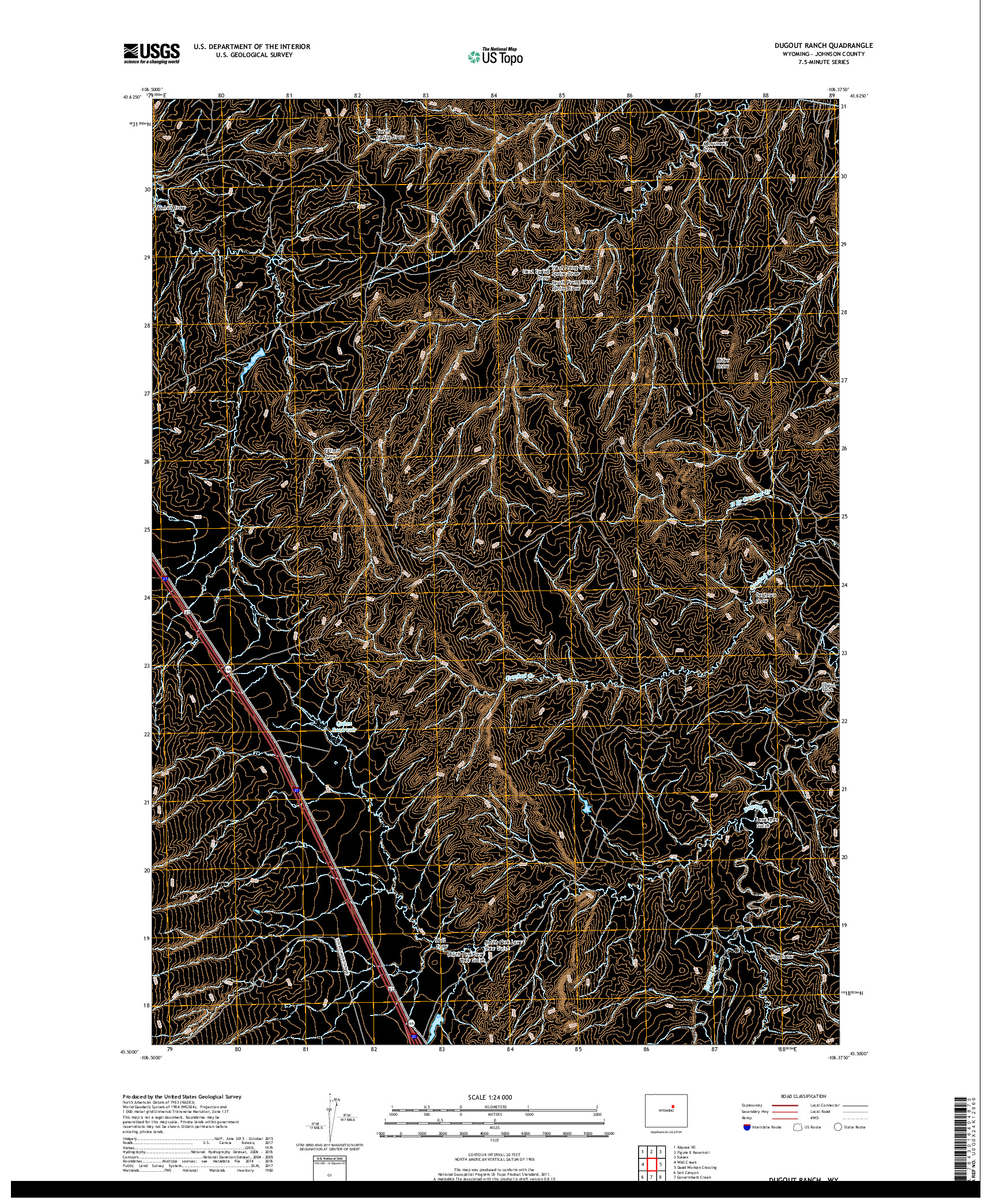 USGS US TOPO 7.5-MINUTE MAP FOR DUGOUT RANCH, WY 2017