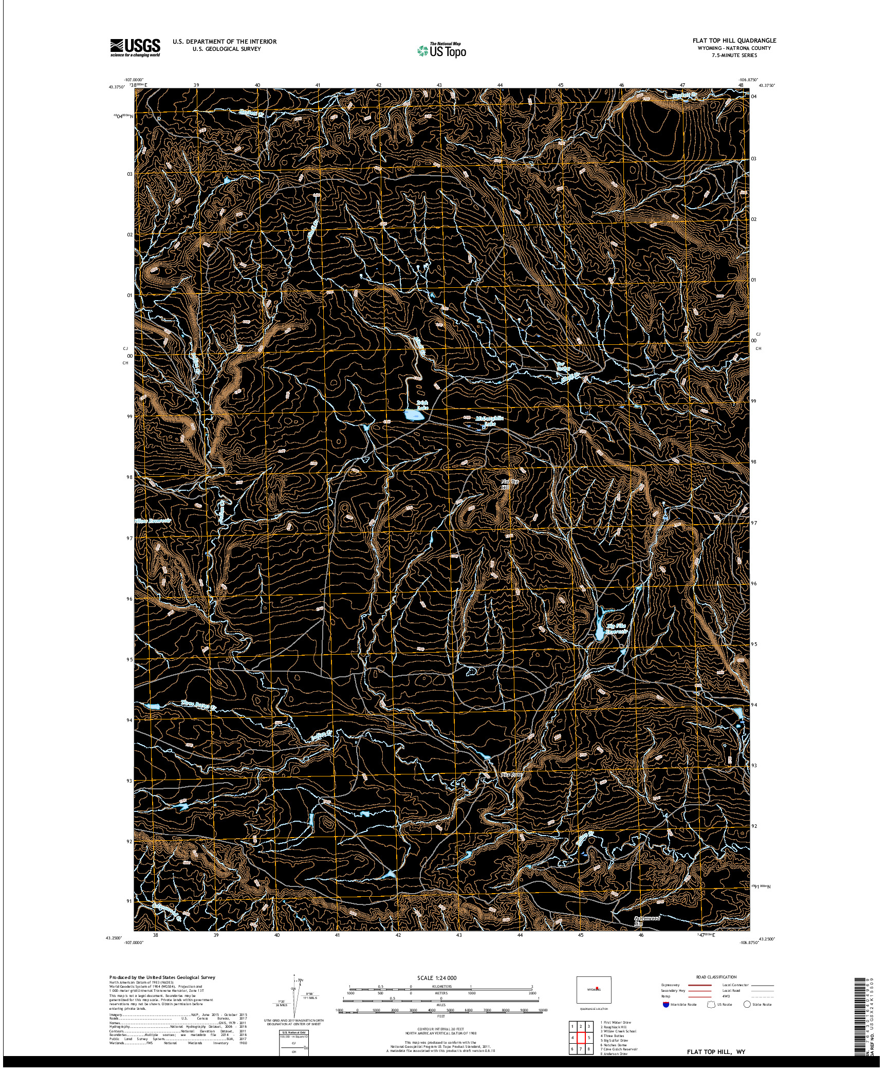 USGS US TOPO 7.5-MINUTE MAP FOR FLAT TOP HILL, WY 2017