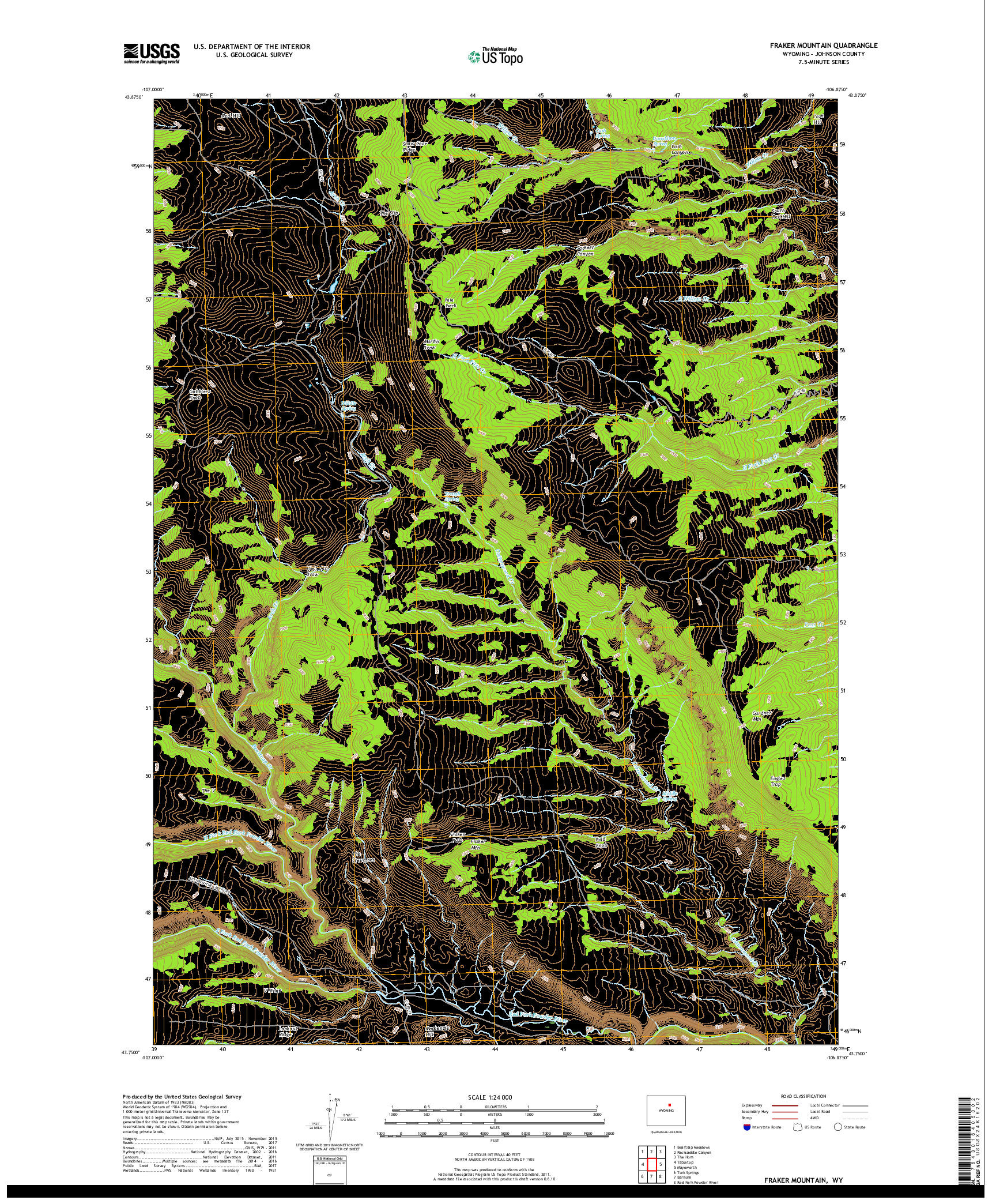 USGS US TOPO 7.5-MINUTE MAP FOR FRAKER MOUNTAIN, WY 2017