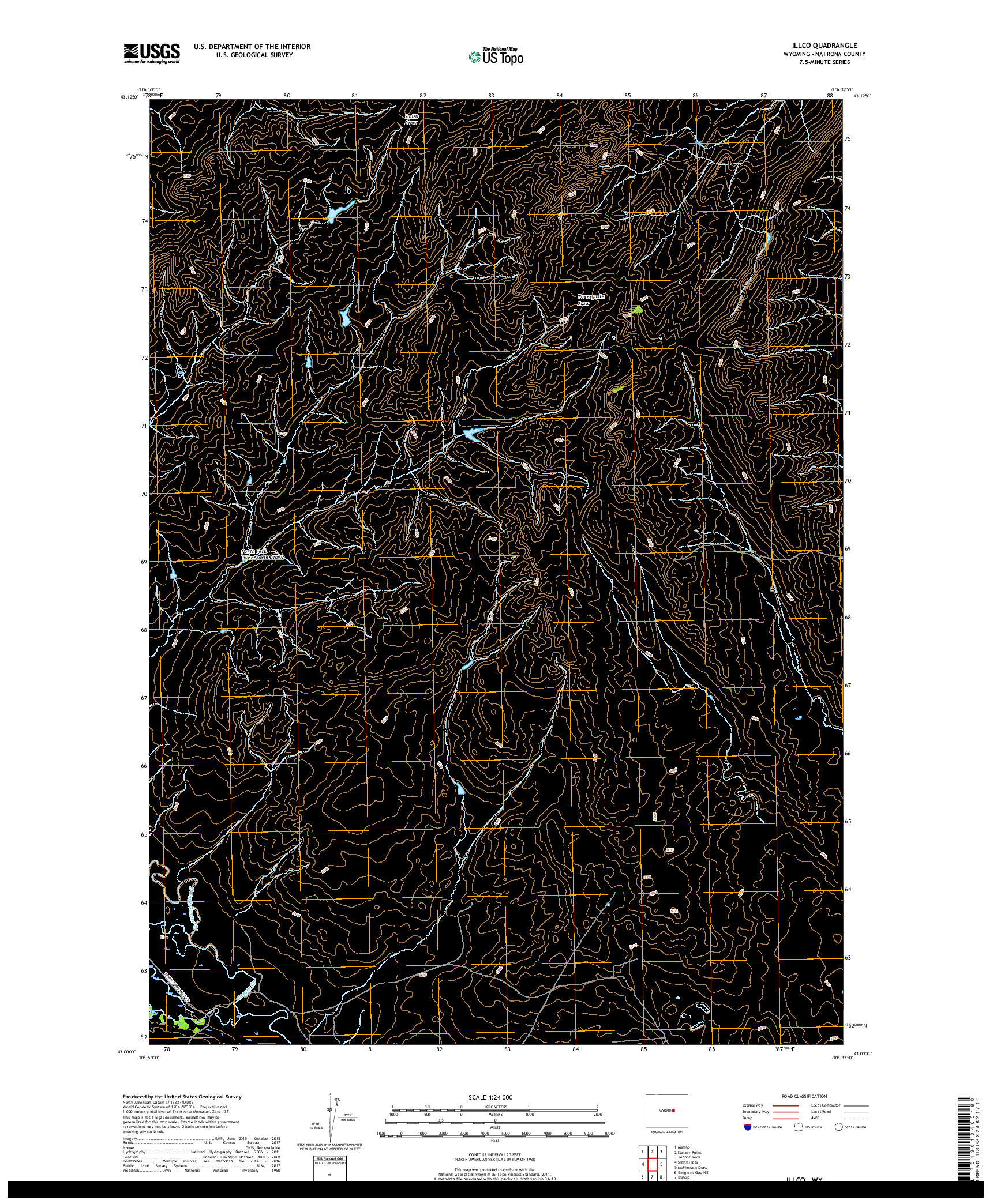 USGS US TOPO 7.5-MINUTE MAP FOR ILLCO, WY 2017