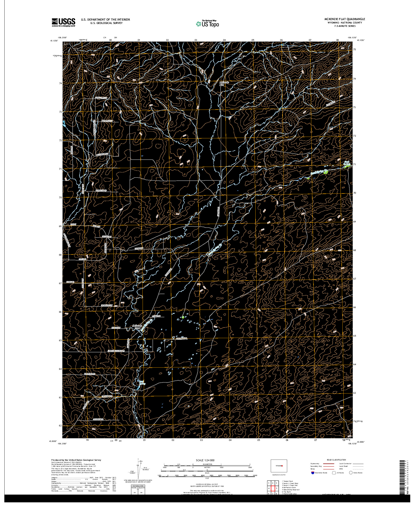 USGS US TOPO 7.5-MINUTE MAP FOR MCKENZIE FLAT, WY 2017