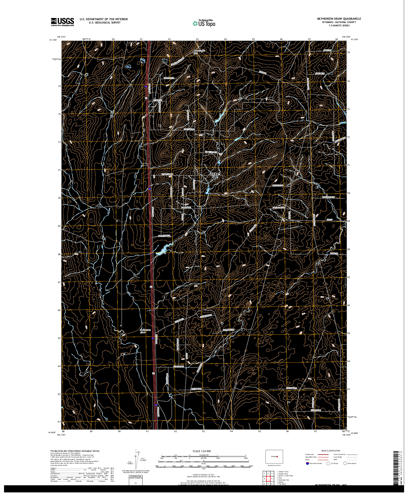 USGS US TOPO 7.5-MINUTE MAP FOR MCPHERSON DRAW, WY 2017