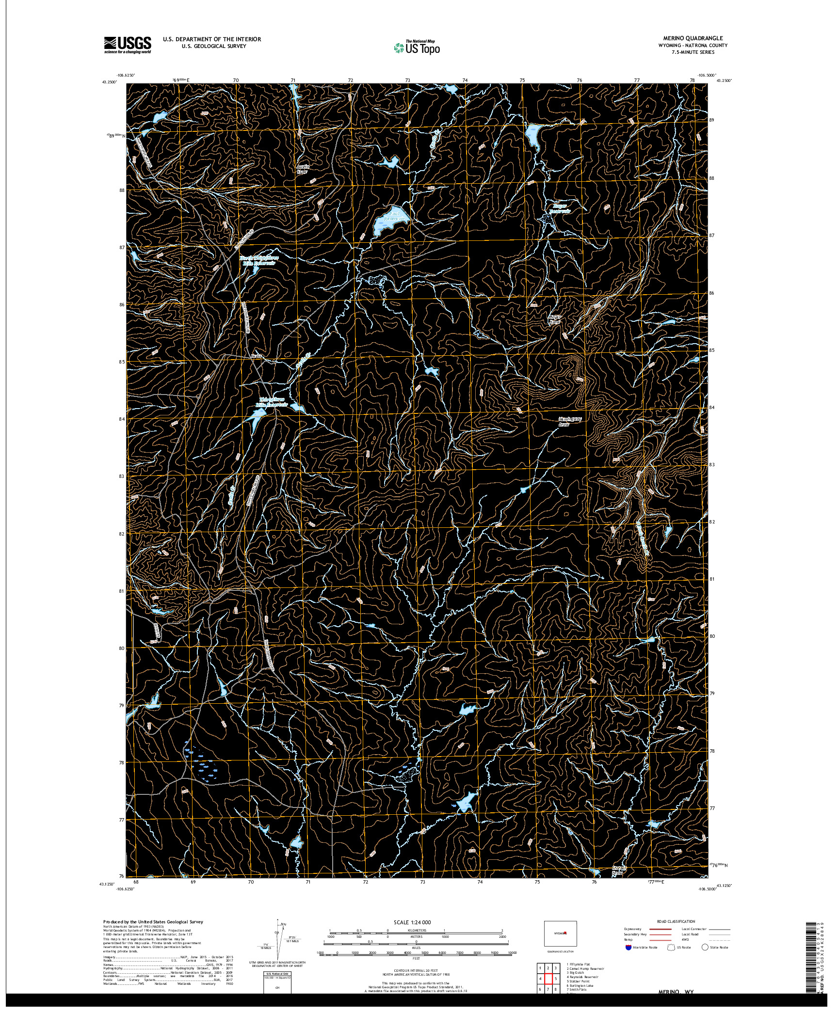 USGS US TOPO 7.5-MINUTE MAP FOR MERINO, WY 2017