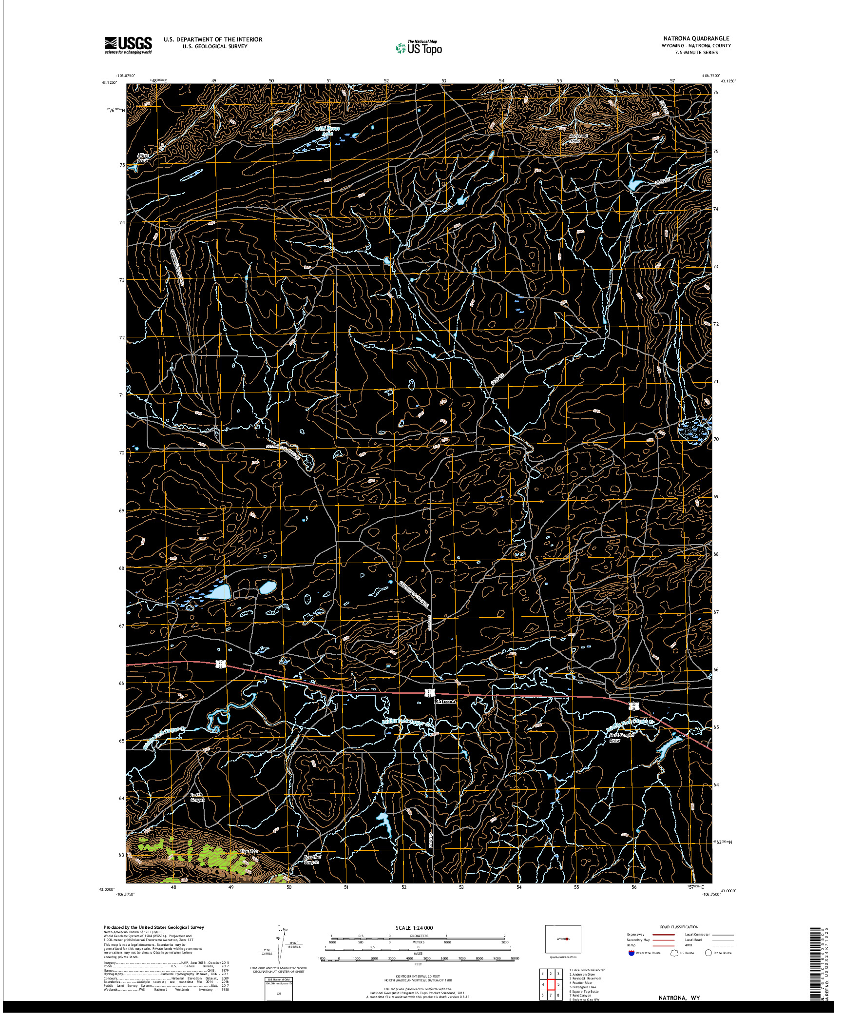 USGS US TOPO 7.5-MINUTE MAP FOR NATRONA, WY 2017