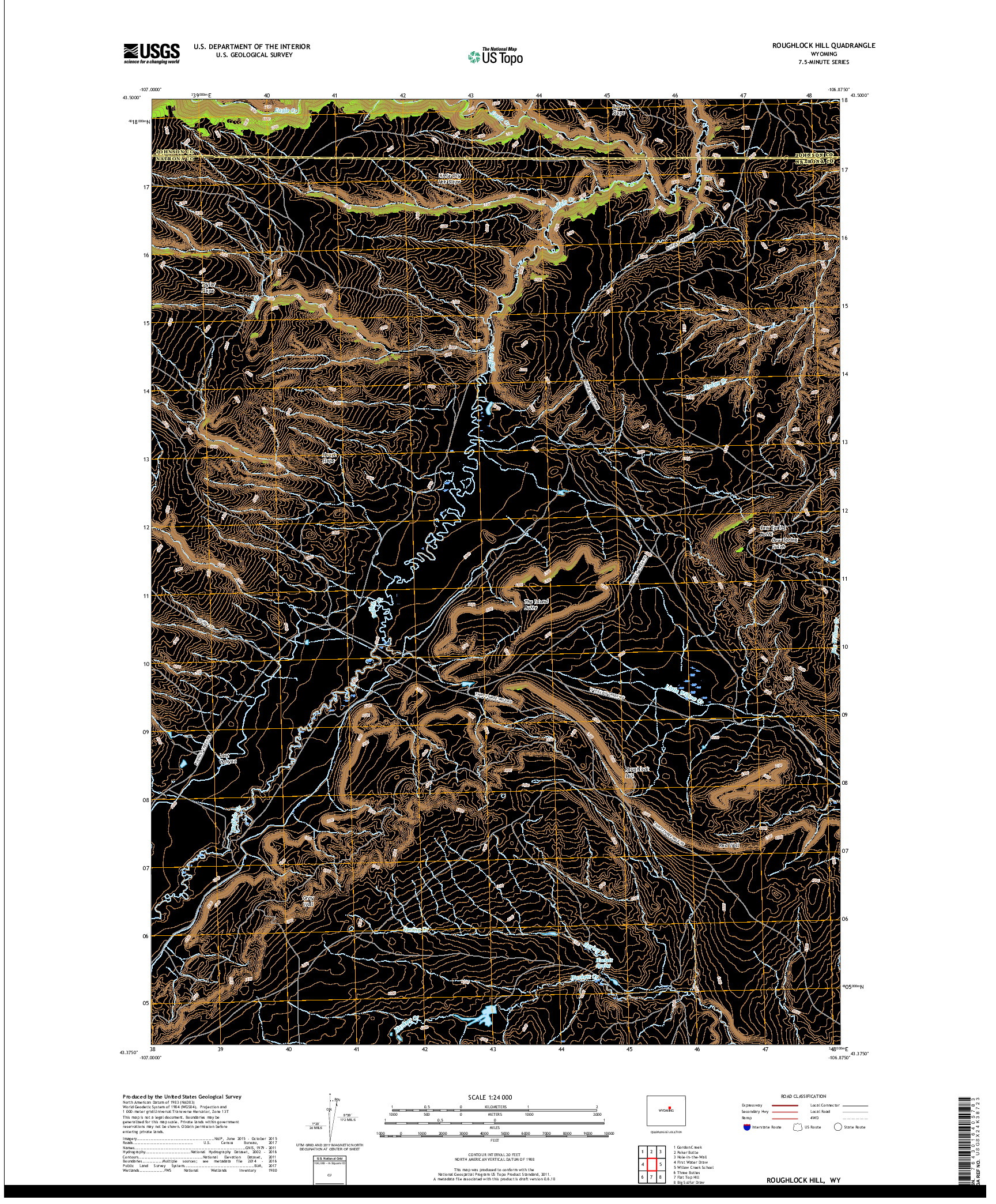 USGS US TOPO 7.5-MINUTE MAP FOR ROUGHLOCK HILL, WY 2017