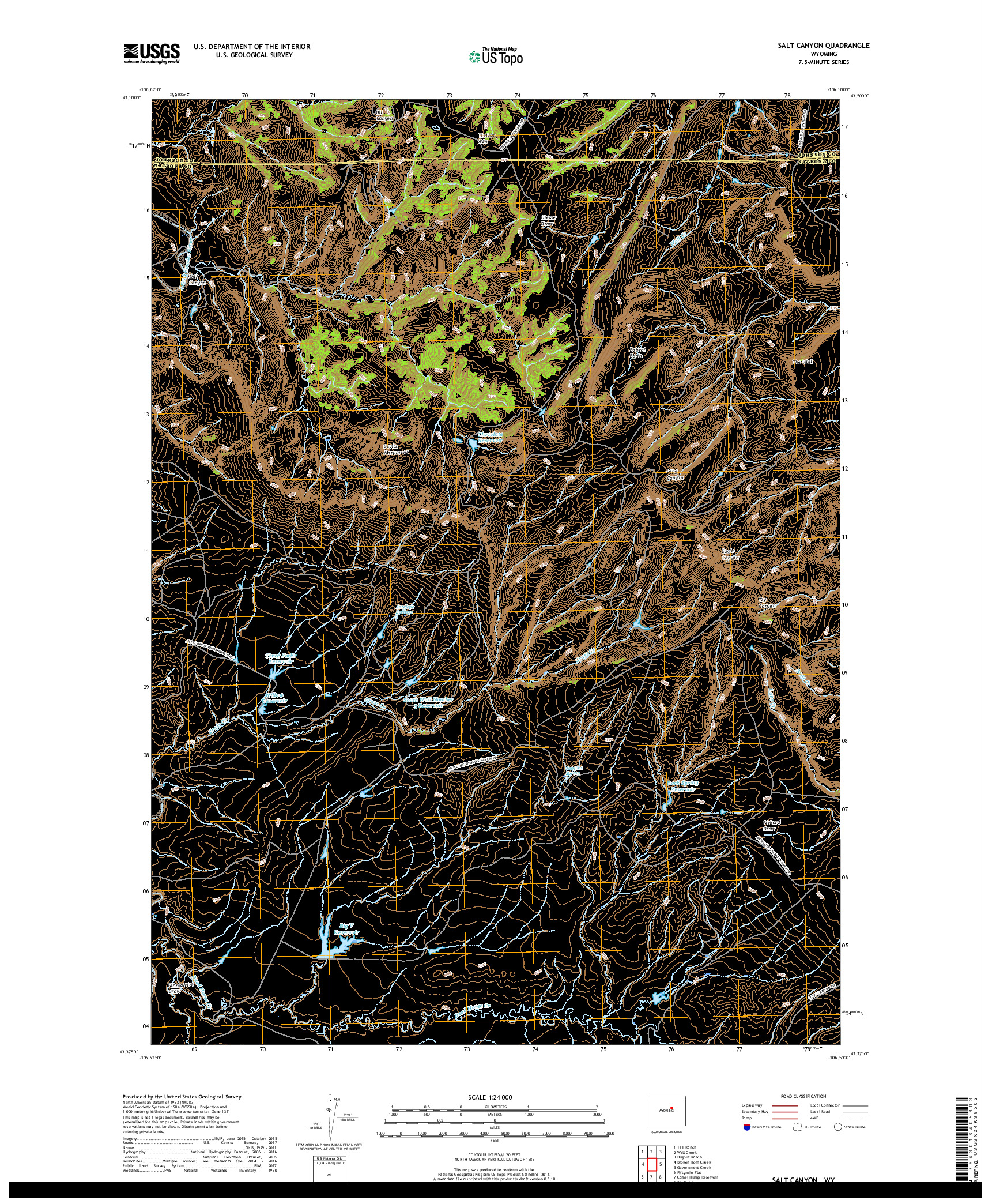 USGS US TOPO 7.5-MINUTE MAP FOR SALT CANYON, WY 2017