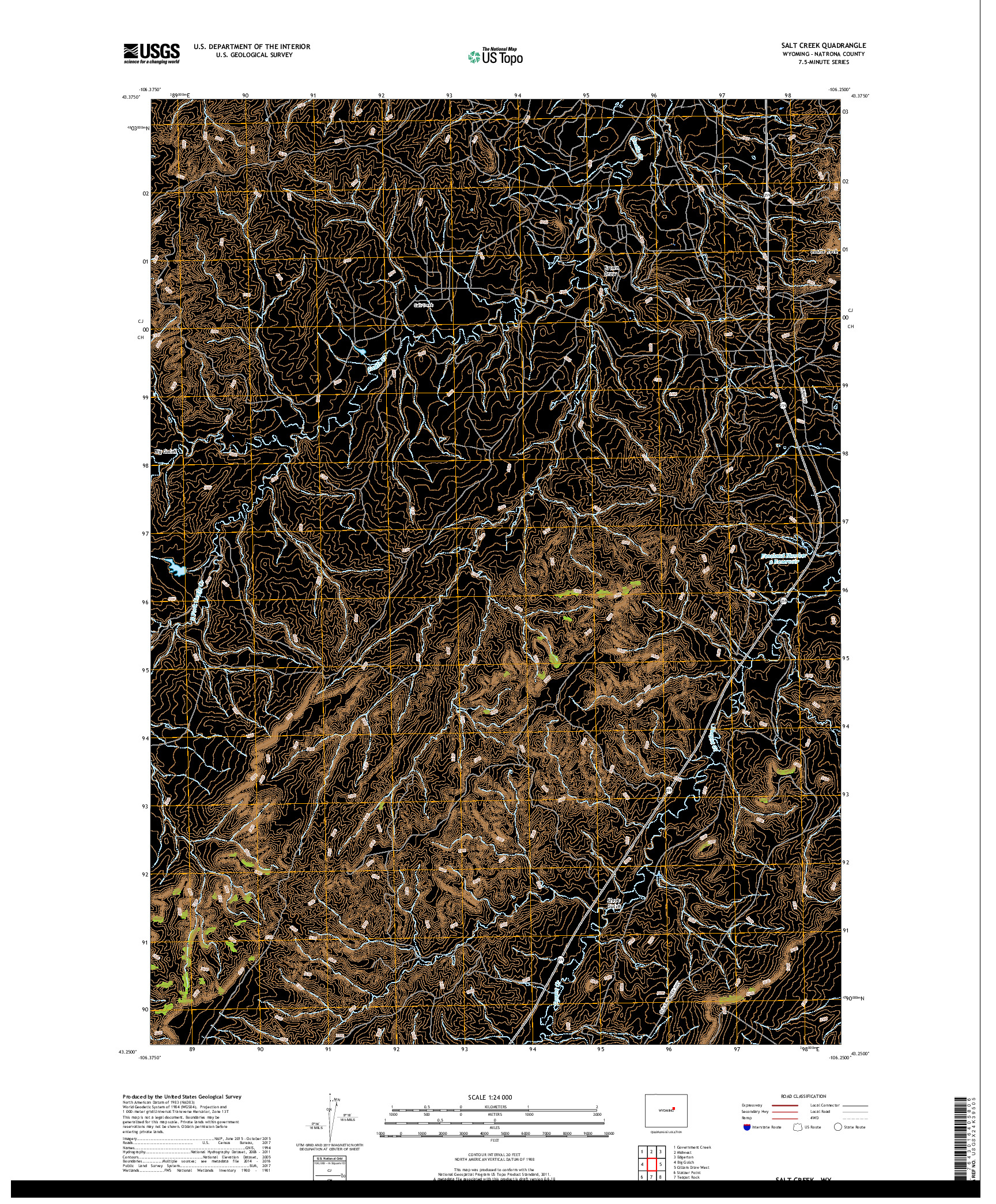 USGS US TOPO 7.5-MINUTE MAP FOR SALT CREEK, WY 2017