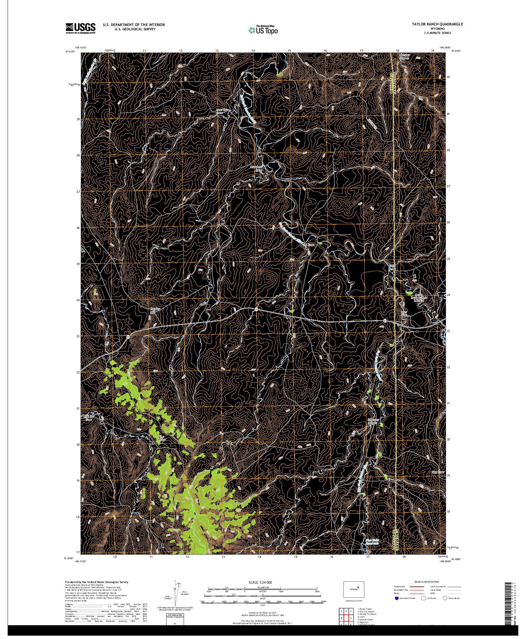 USGS US TOPO 7.5-MINUTE MAP FOR TAYLOR RANCH, WY 2017