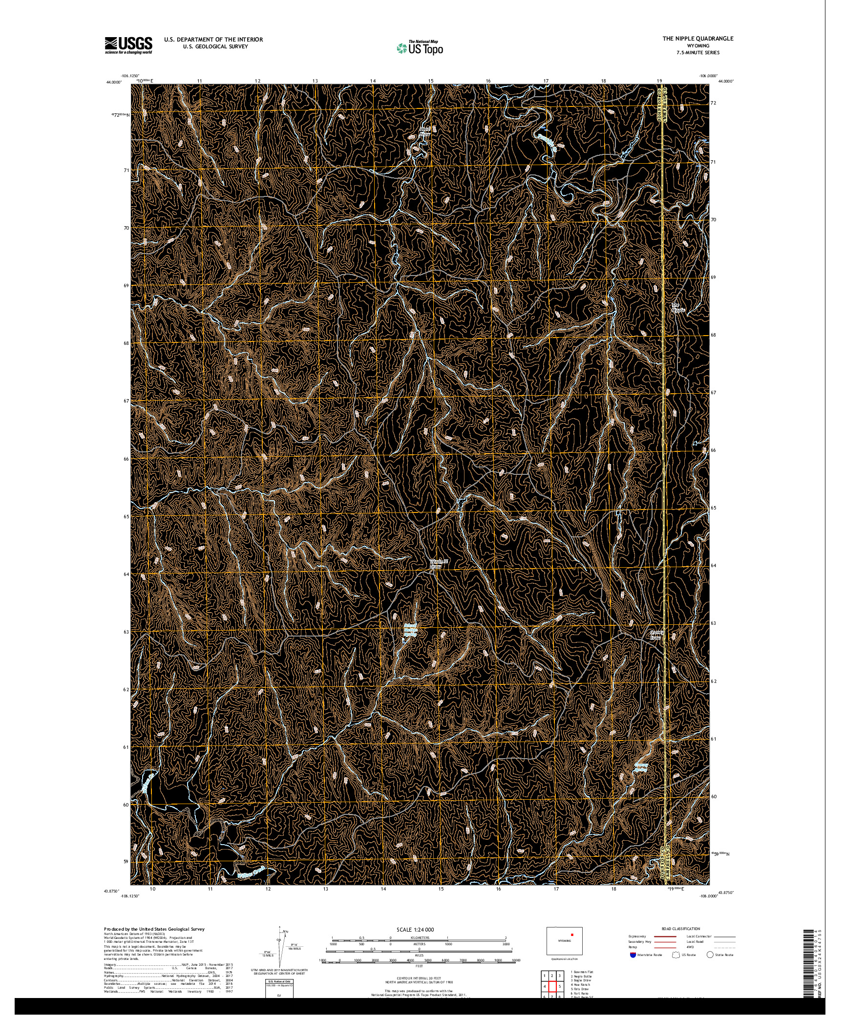 USGS US TOPO 7.5-MINUTE MAP FOR THE NIPPLE, WY 2017