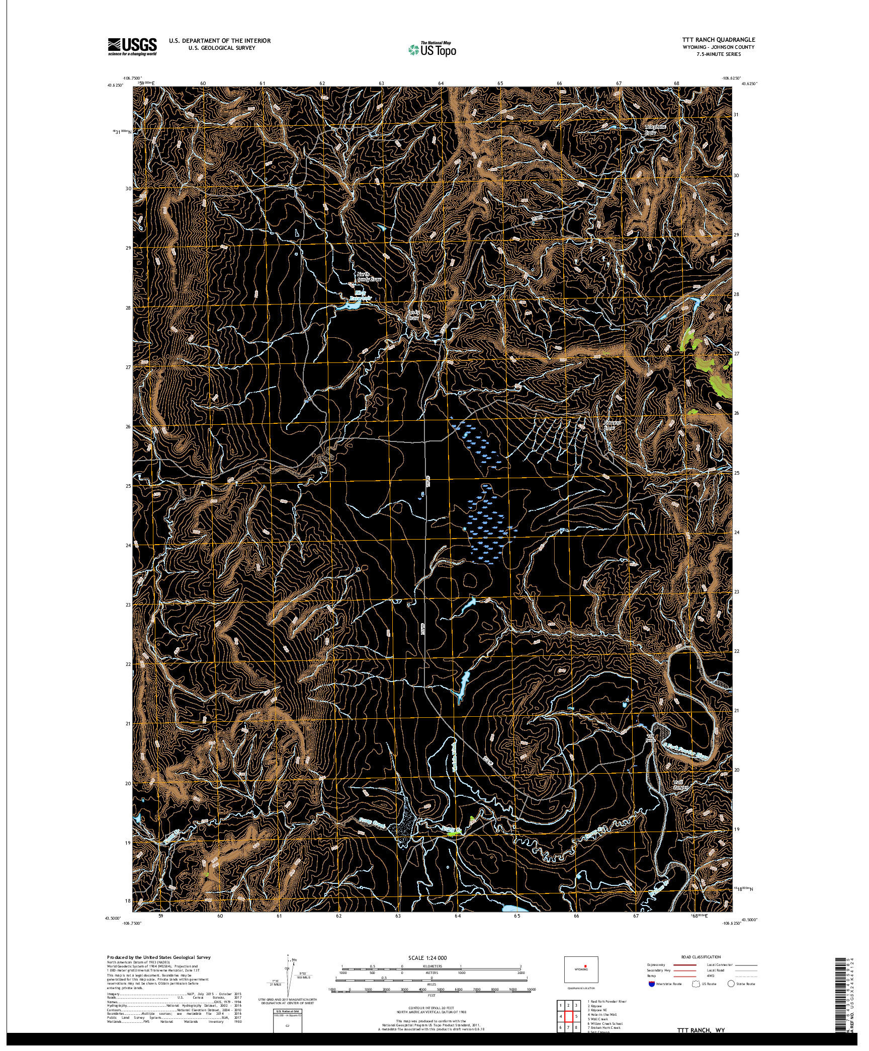 USGS US TOPO 7.5-MINUTE MAP FOR TTT RANCH, WY 2017