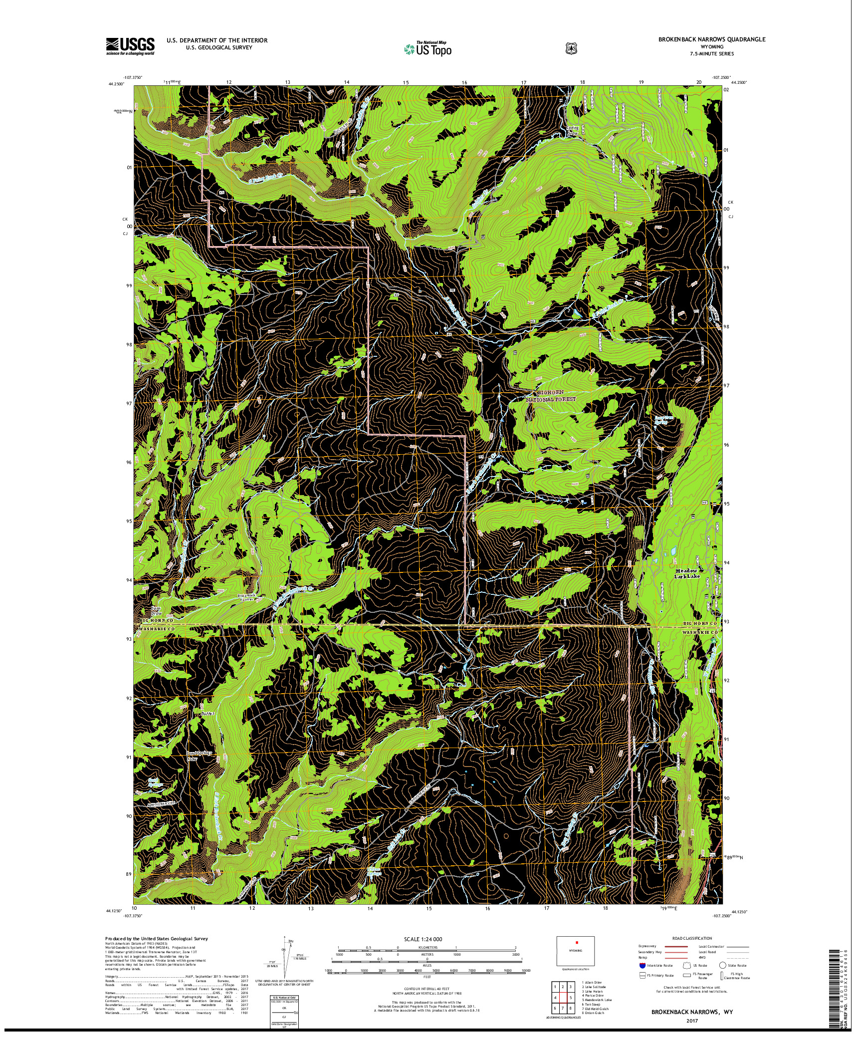 USGS US TOPO 7.5-MINUTE MAP FOR BROKENBACK NARROWS, WY 2017