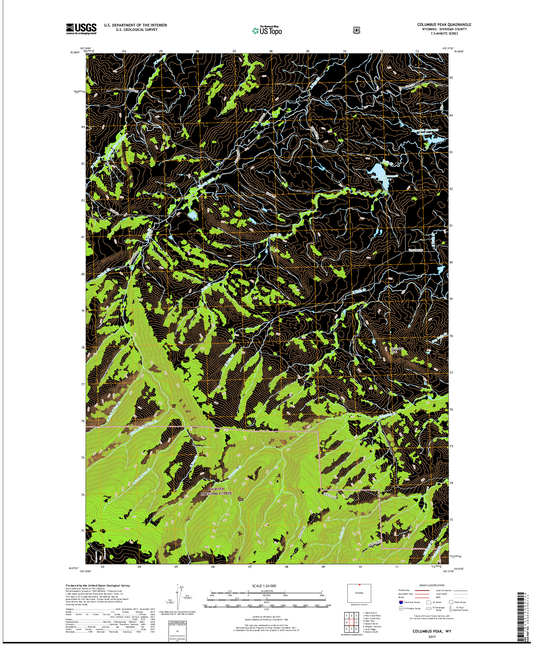 USGS US TOPO 7.5-MINUTE MAP FOR COLUMBUS PEAK, WY 2017