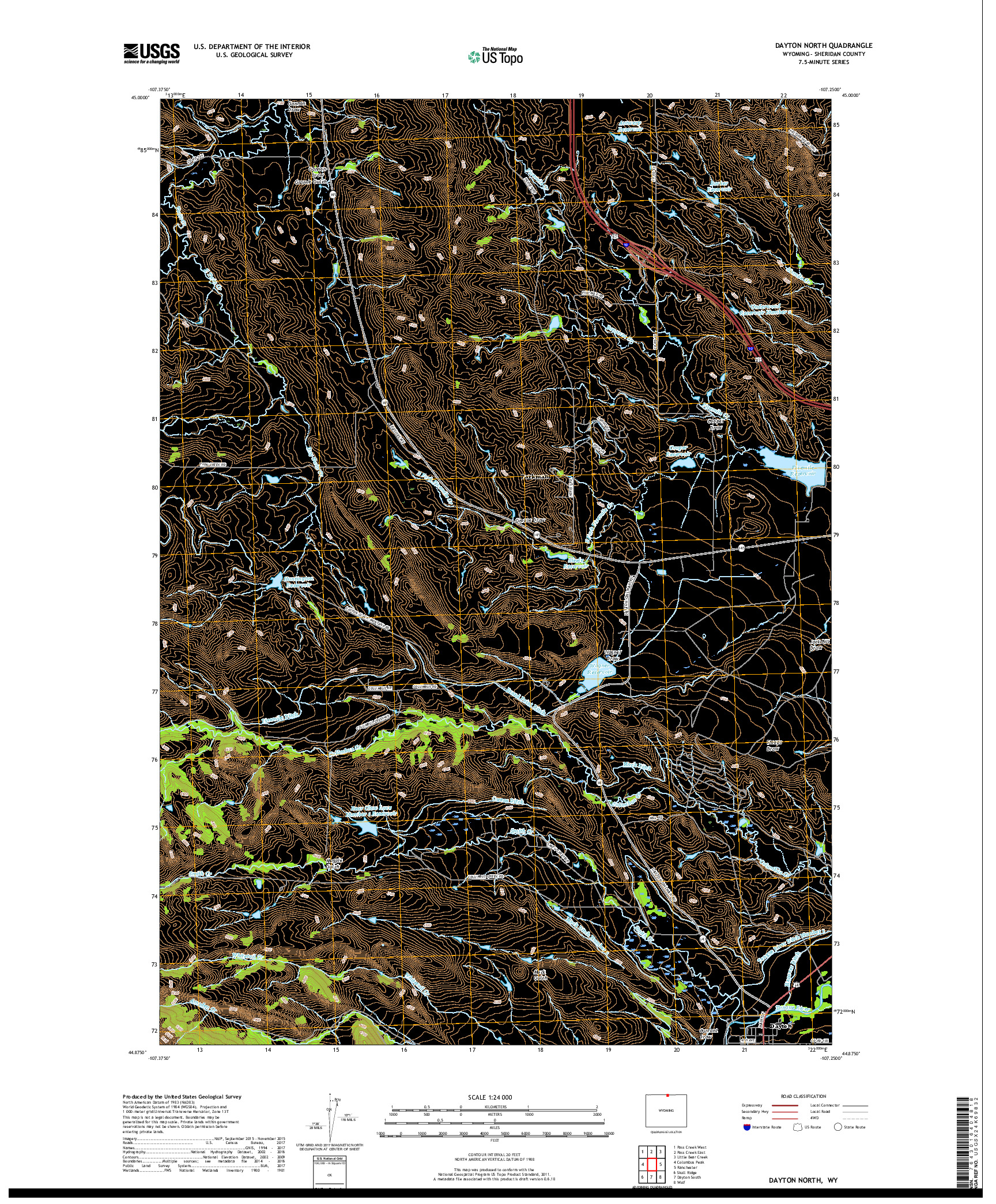 USGS US TOPO 7.5-MINUTE MAP FOR DAYTON NORTH, WY 2017