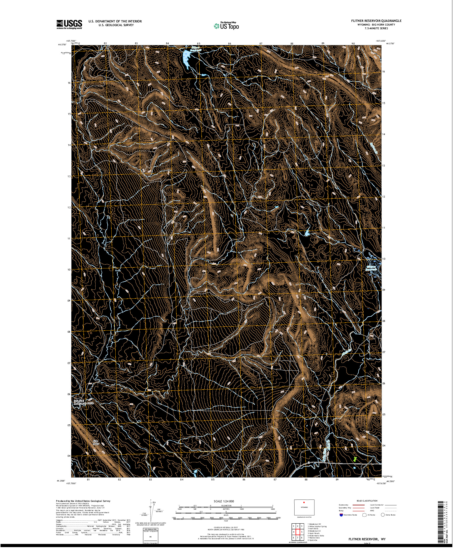 USGS US TOPO 7.5-MINUTE MAP FOR FLITNER RESERVOIR, WY 2017