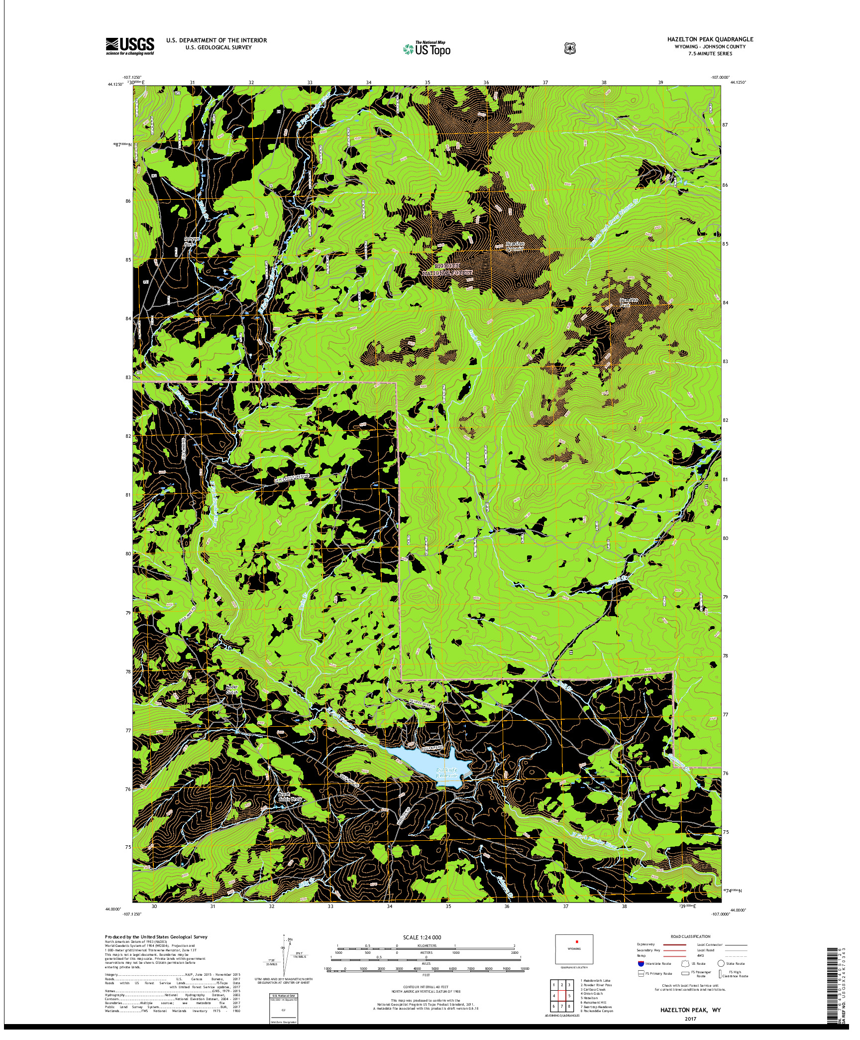 USGS US TOPO 7.5-MINUTE MAP FOR HAZELTON PEAK, WY 2017