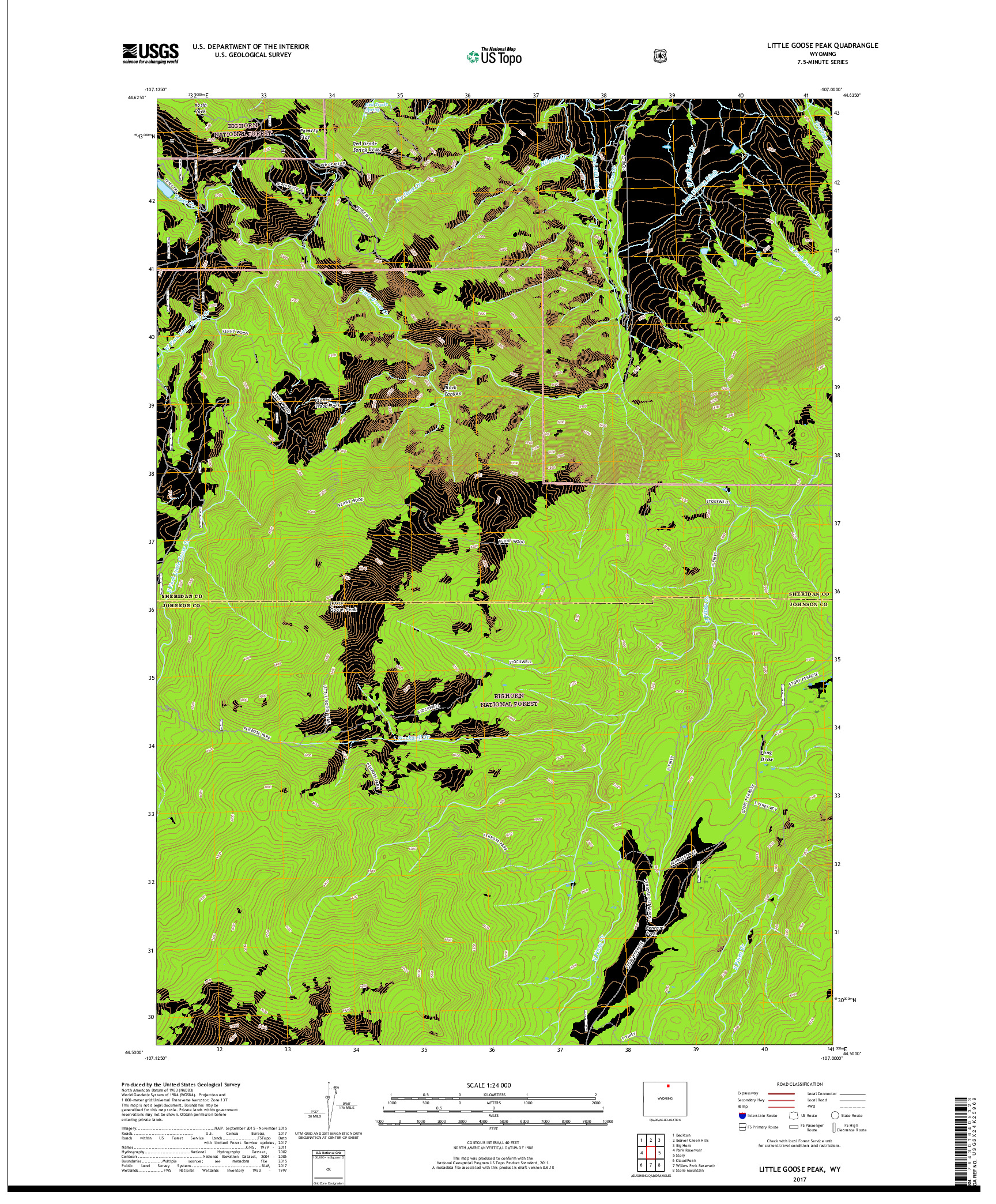 USGS US TOPO 7.5-MINUTE MAP FOR LITTLE GOOSE PEAK, WY 2017