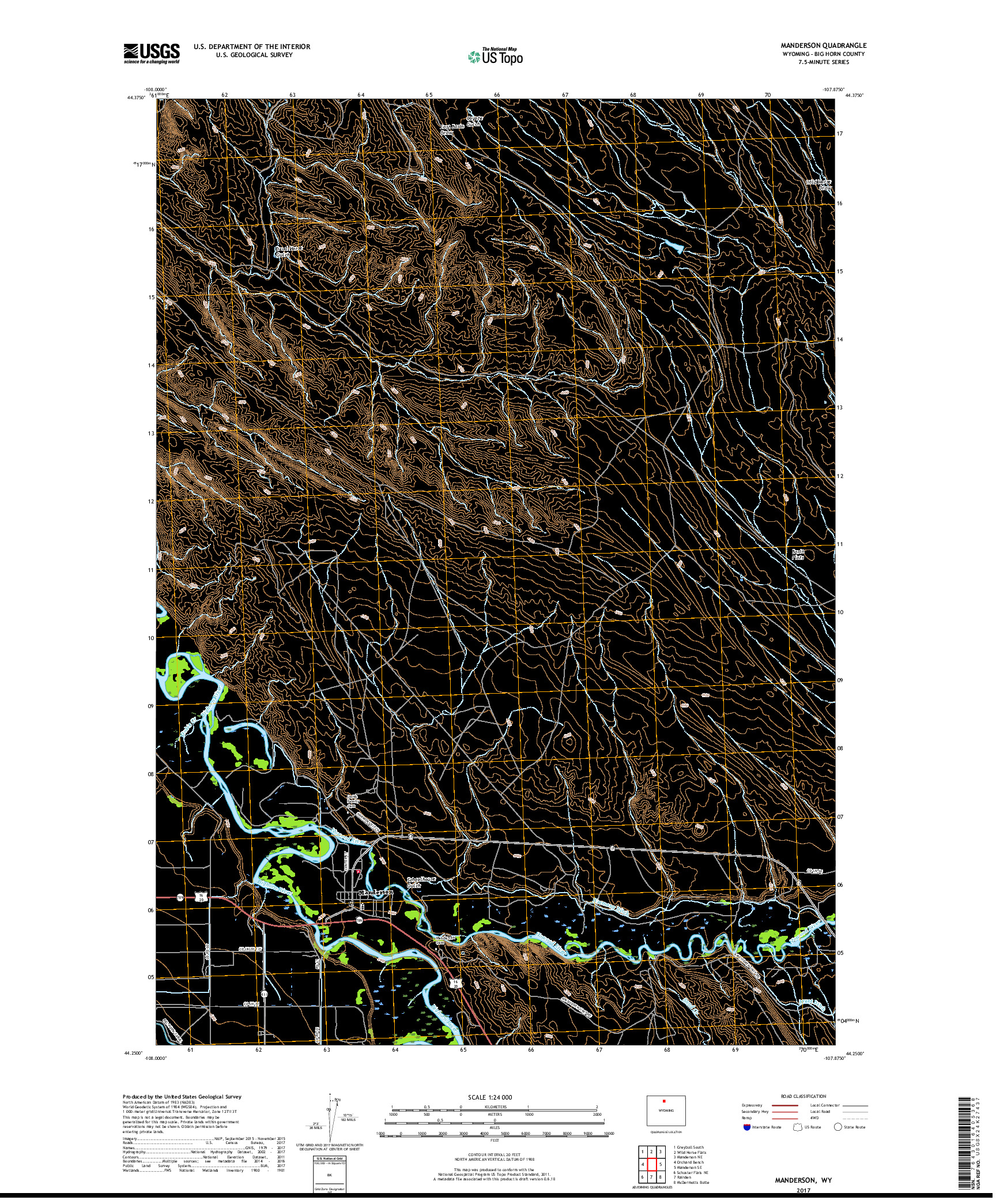 USGS US TOPO 7.5-MINUTE MAP FOR MANDERSON, WY 2017