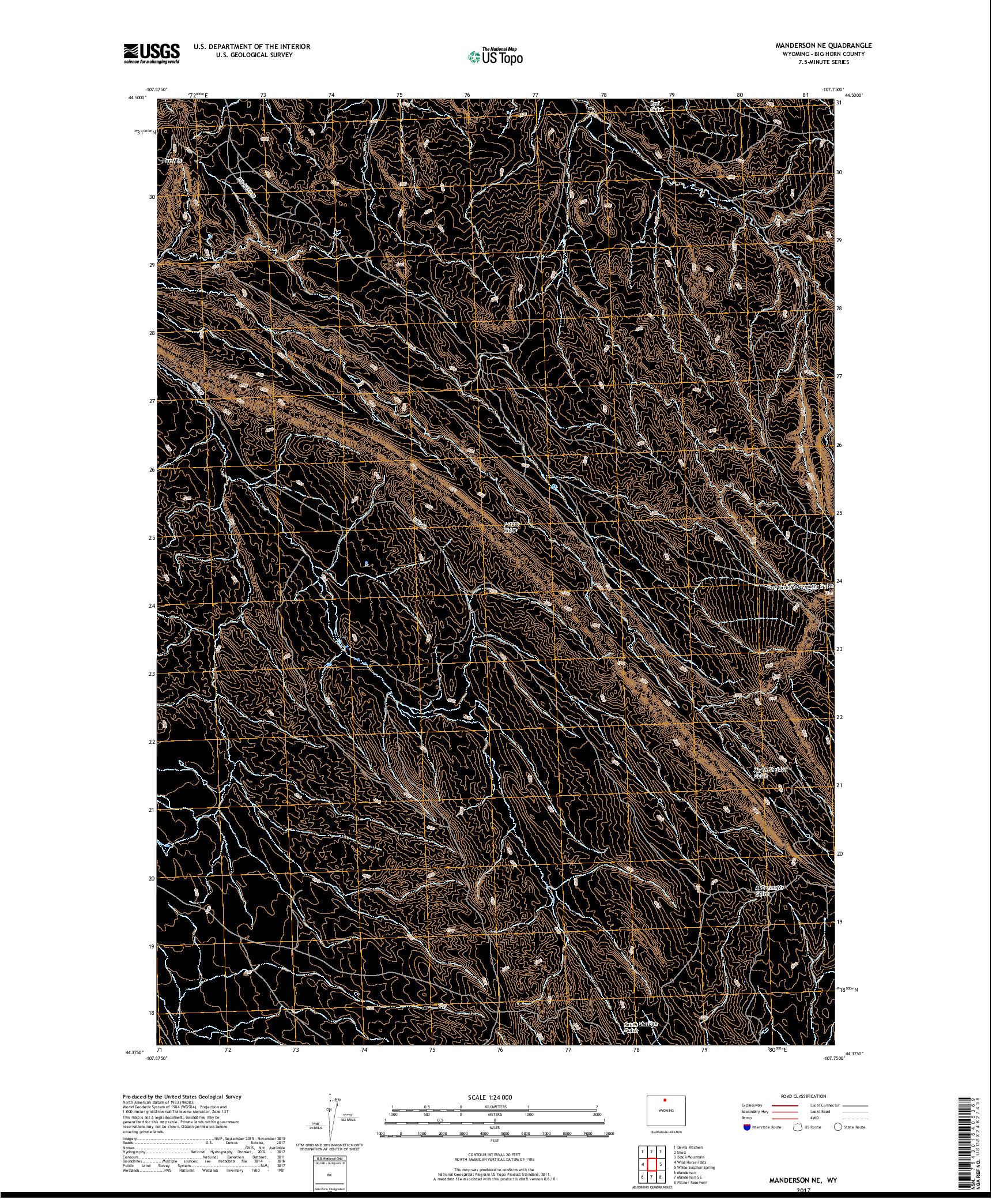 USGS US TOPO 7.5-MINUTE MAP FOR MANDERSON NE, WY 2017