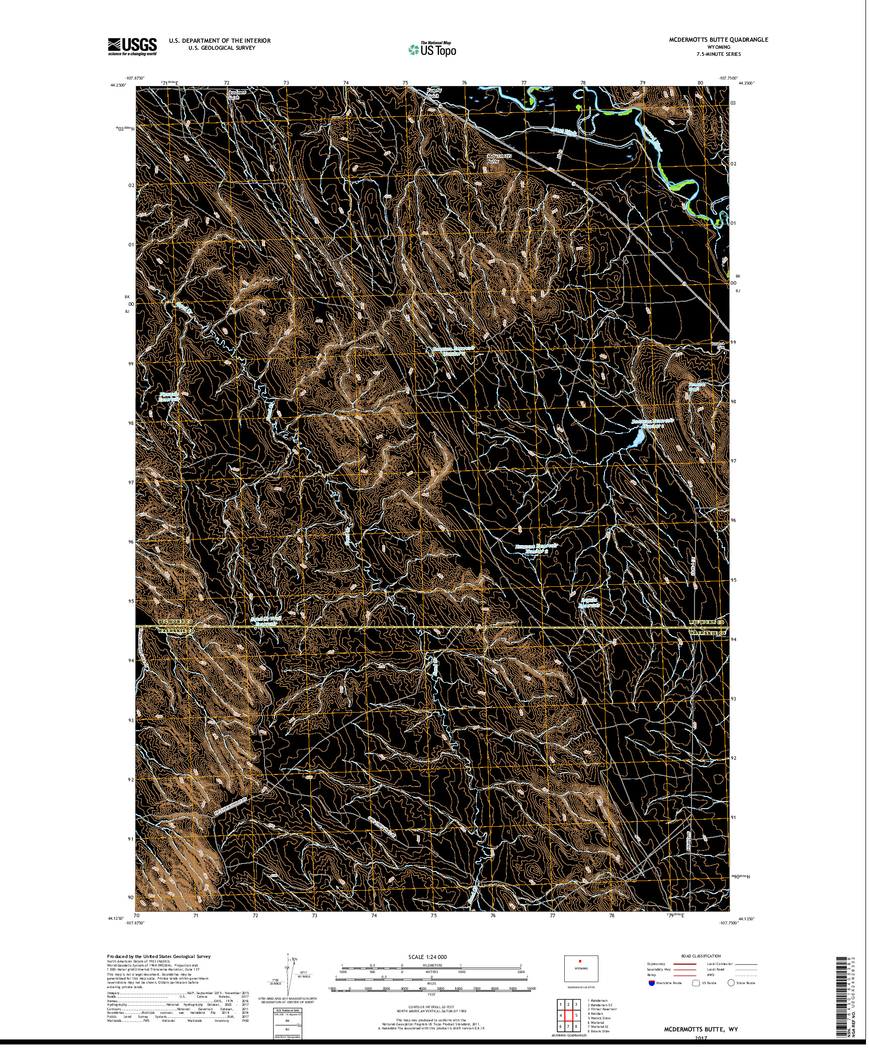 USGS US TOPO 7.5-MINUTE MAP FOR MCDERMOTTS BUTTE, WY 2017