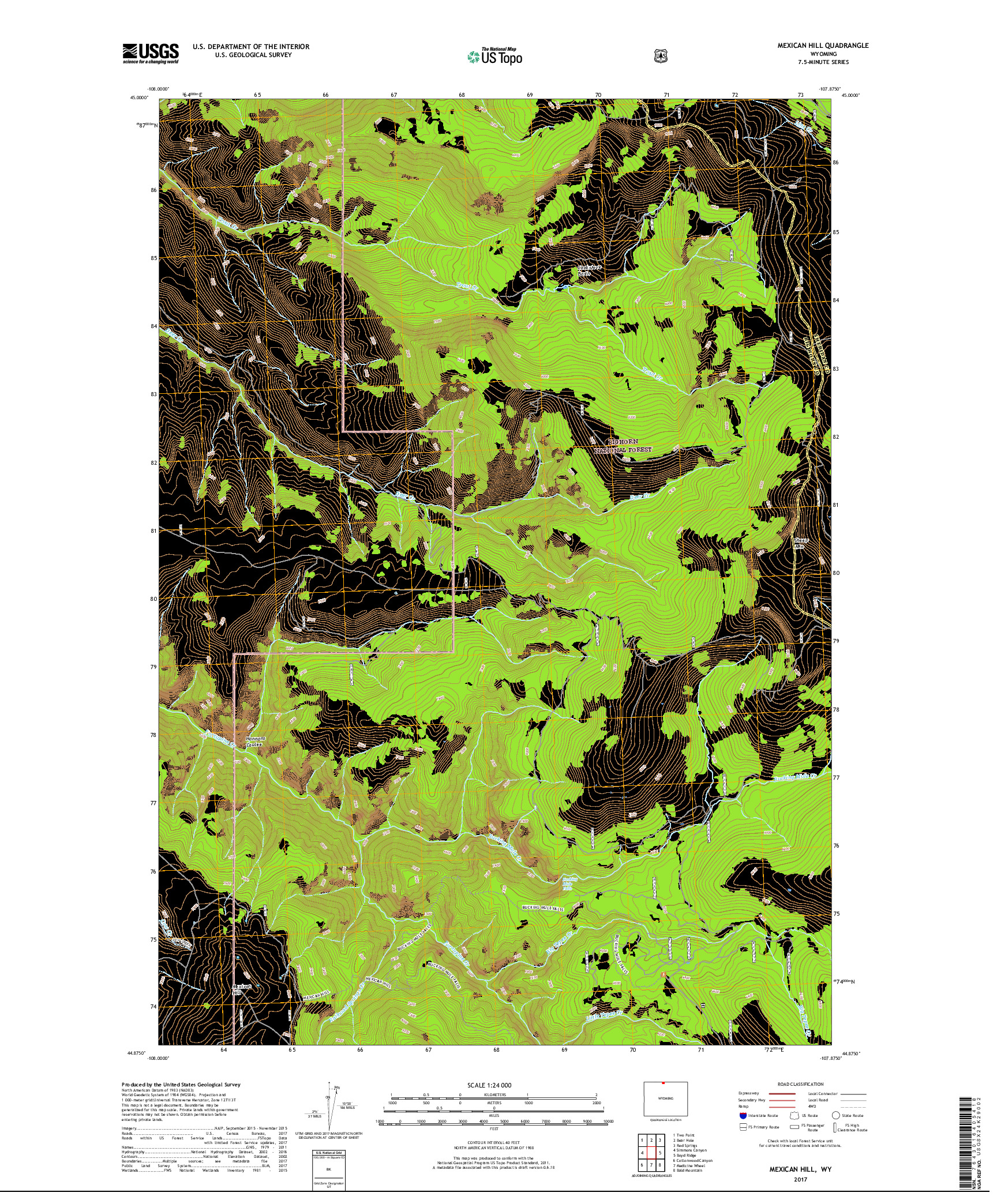 USGS US TOPO 7.5-MINUTE MAP FOR MEXICAN HILL, WY 2017