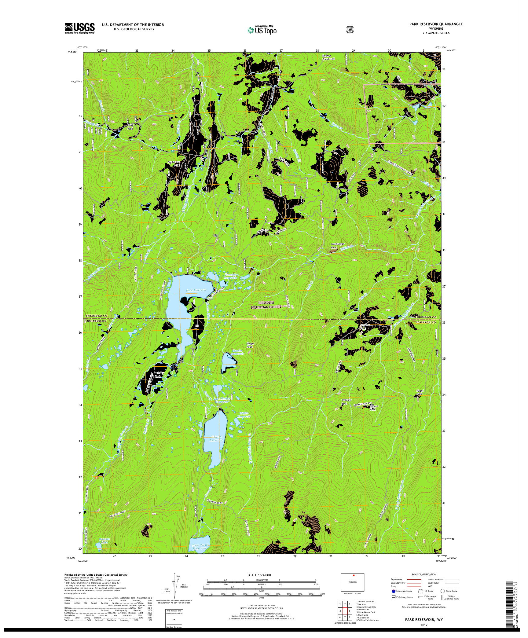 USGS US TOPO 7.5-MINUTE MAP FOR PARK RESERVOIR, WY 2017