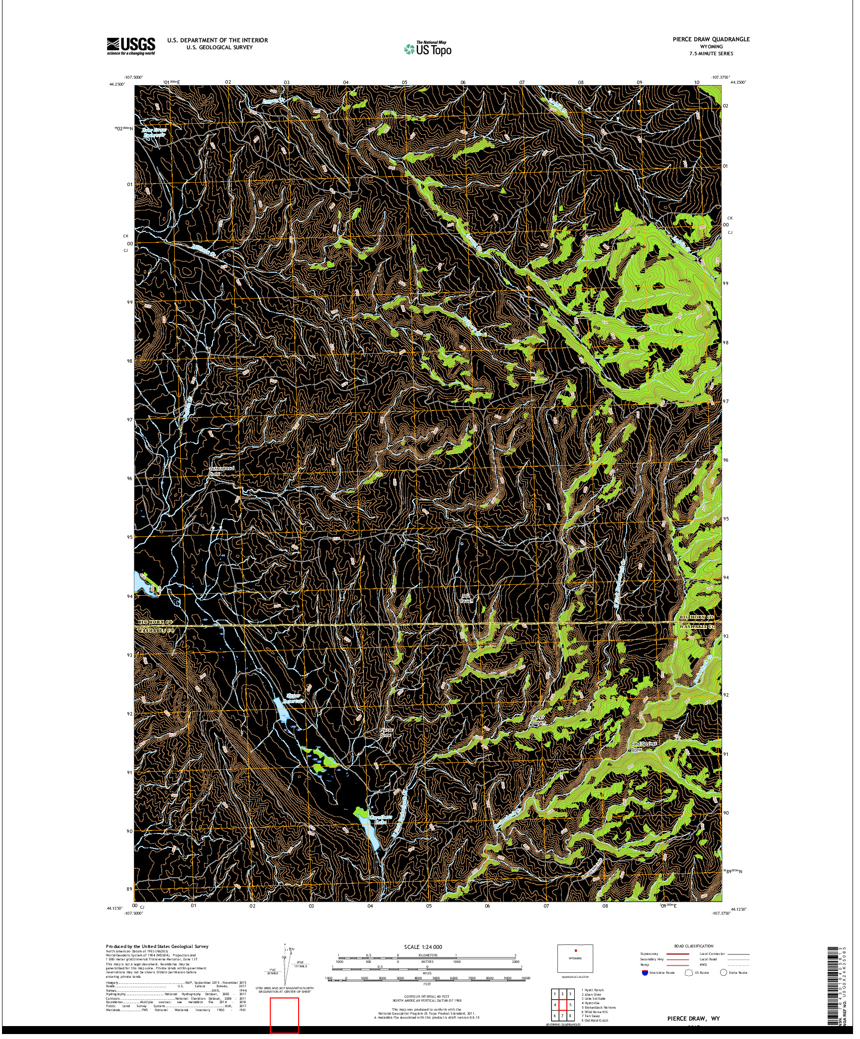 USGS US TOPO 7.5-MINUTE MAP FOR PIERCE DRAW, WY 2017