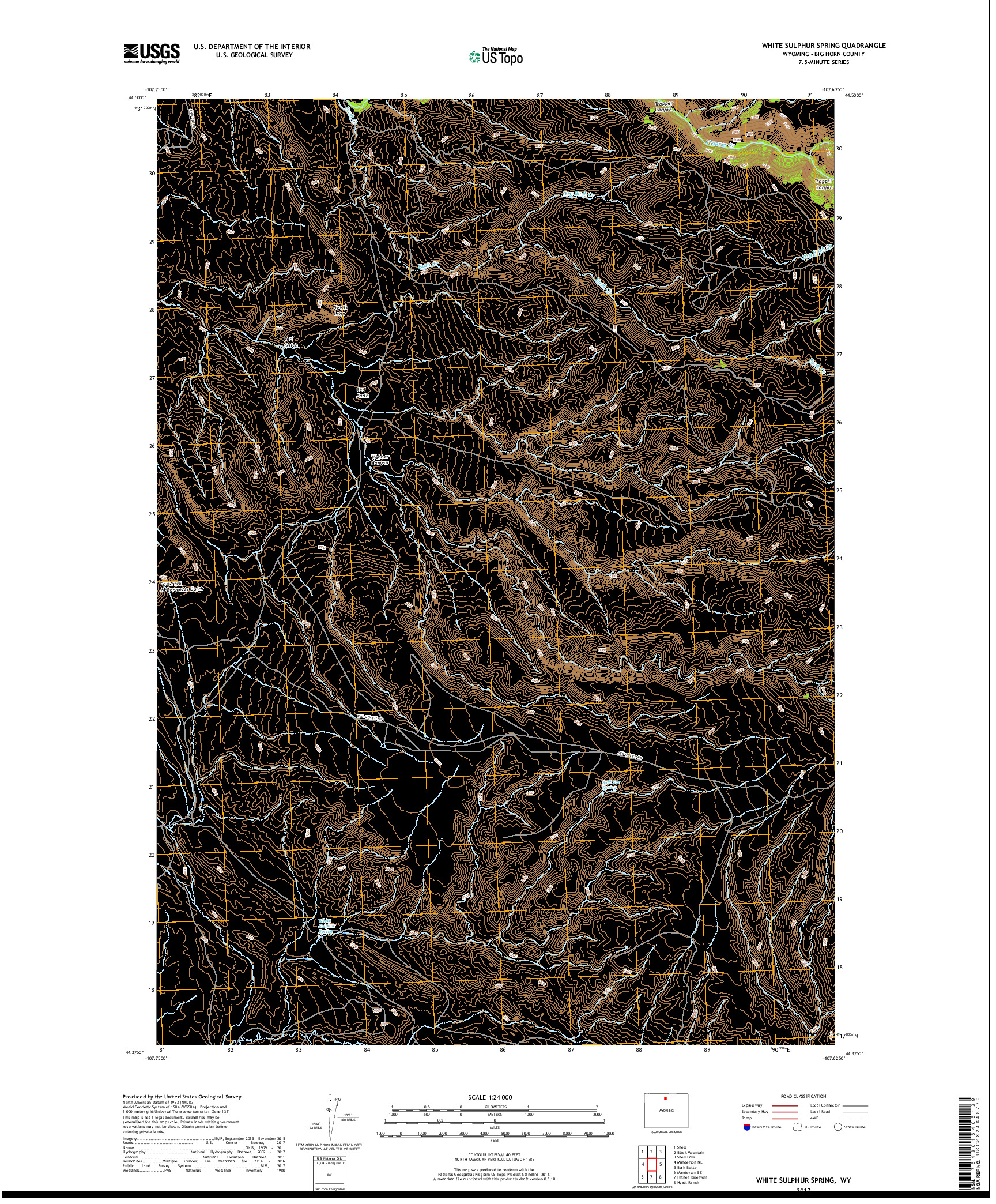 USGS US TOPO 7.5-MINUTE MAP FOR WHITE SULPHUR SPRING, WY 2017