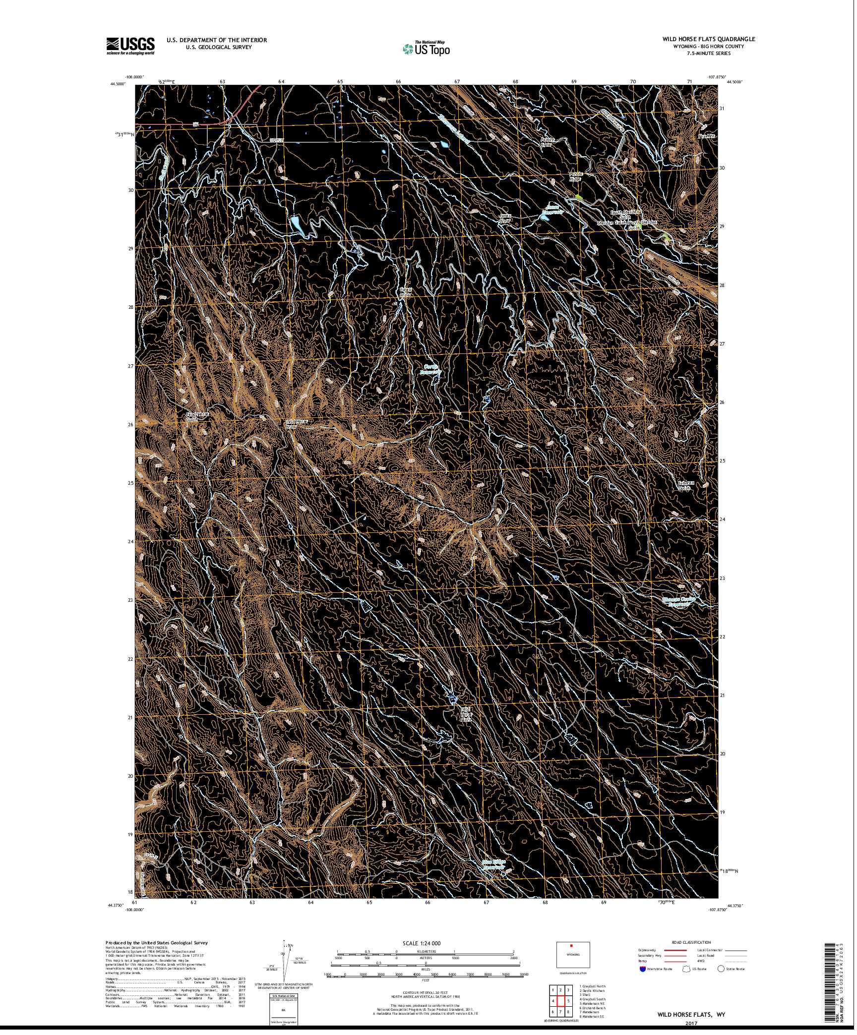 USGS US TOPO 7.5-MINUTE MAP FOR WILD HORSE FLATS, WY 2017