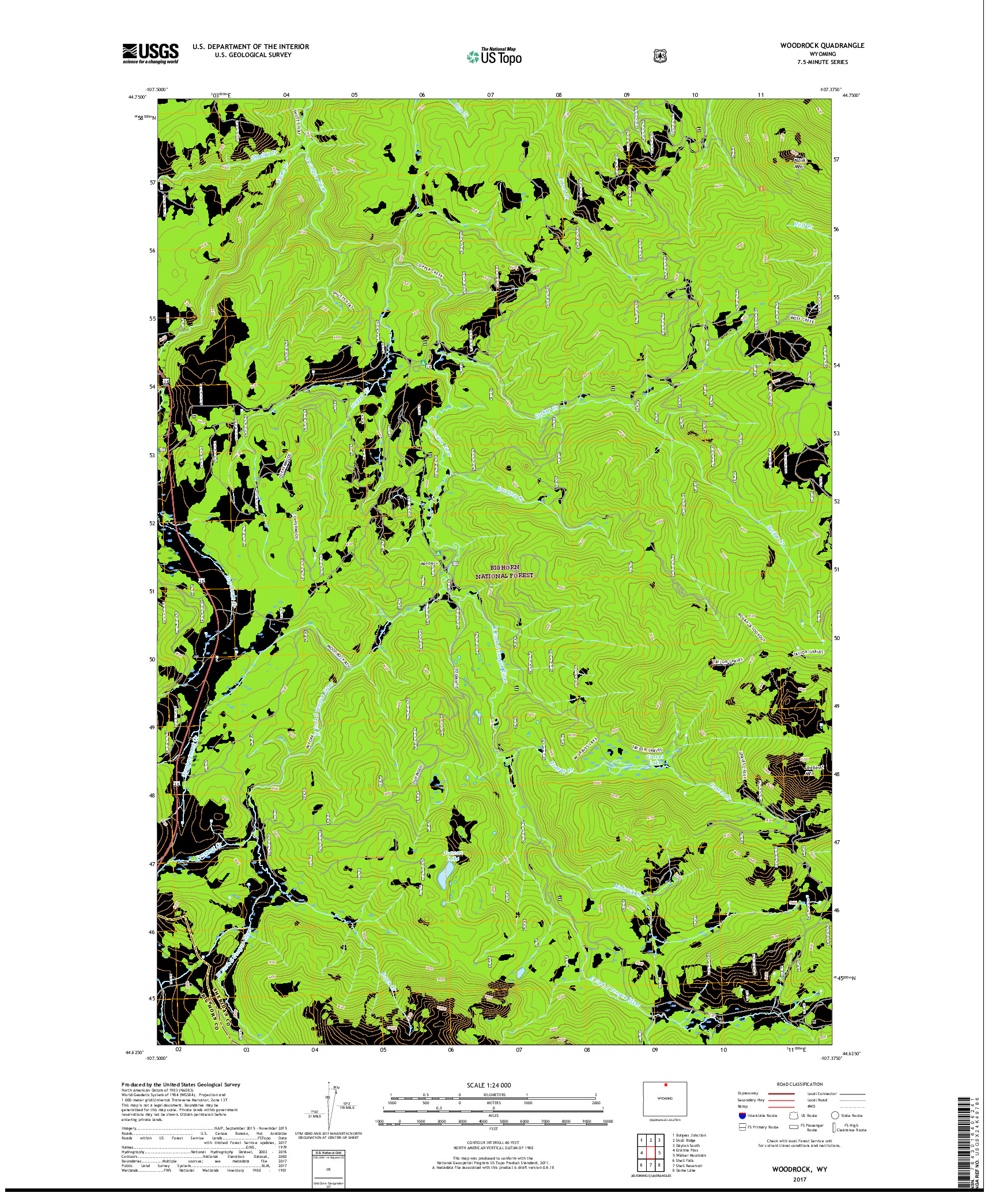 USGS US TOPO 7.5-MINUTE MAP FOR WOODROCK, WY 2017