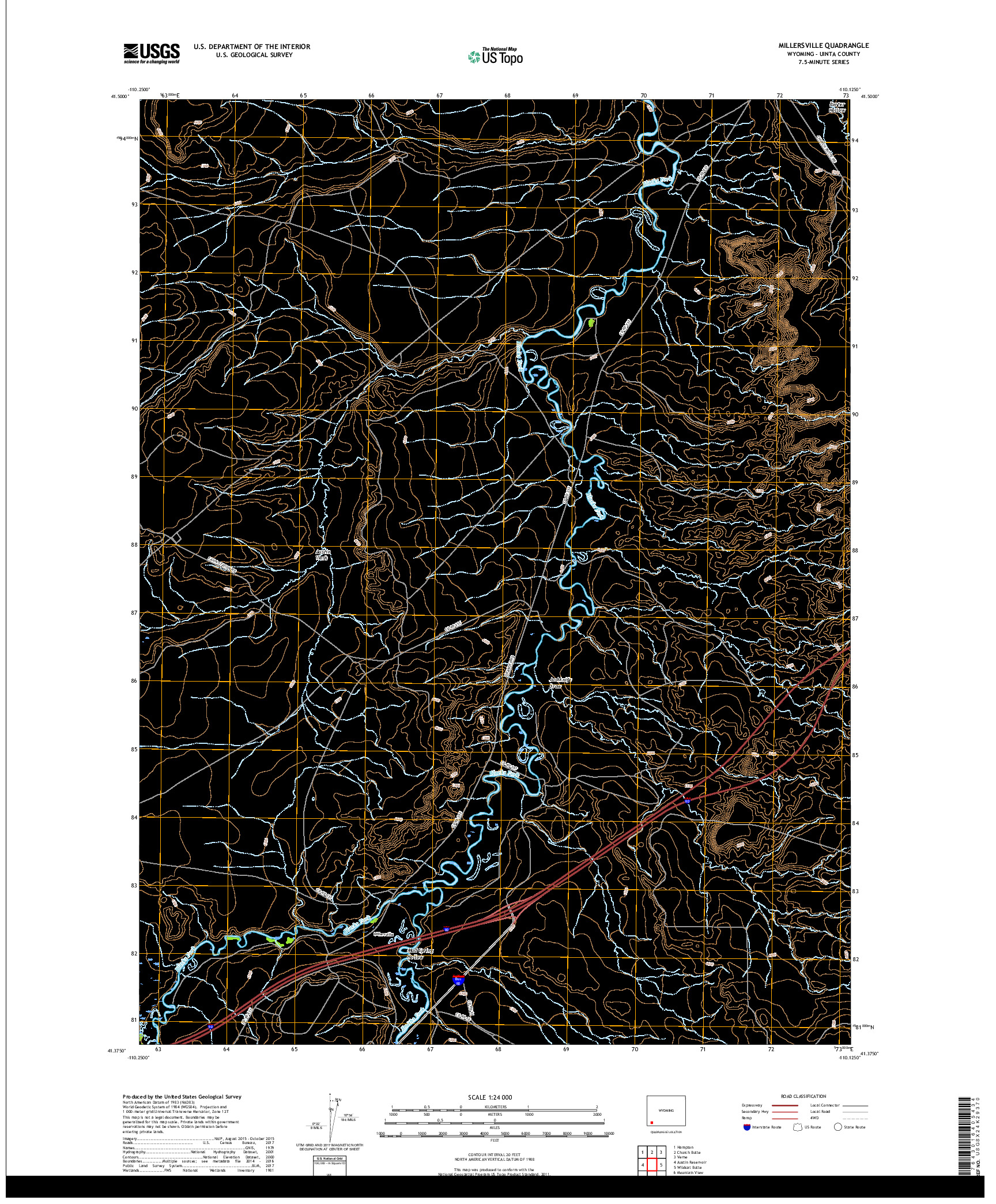 USGS US TOPO 7.5-MINUTE MAP FOR MILLERSVILLE, WY 2017