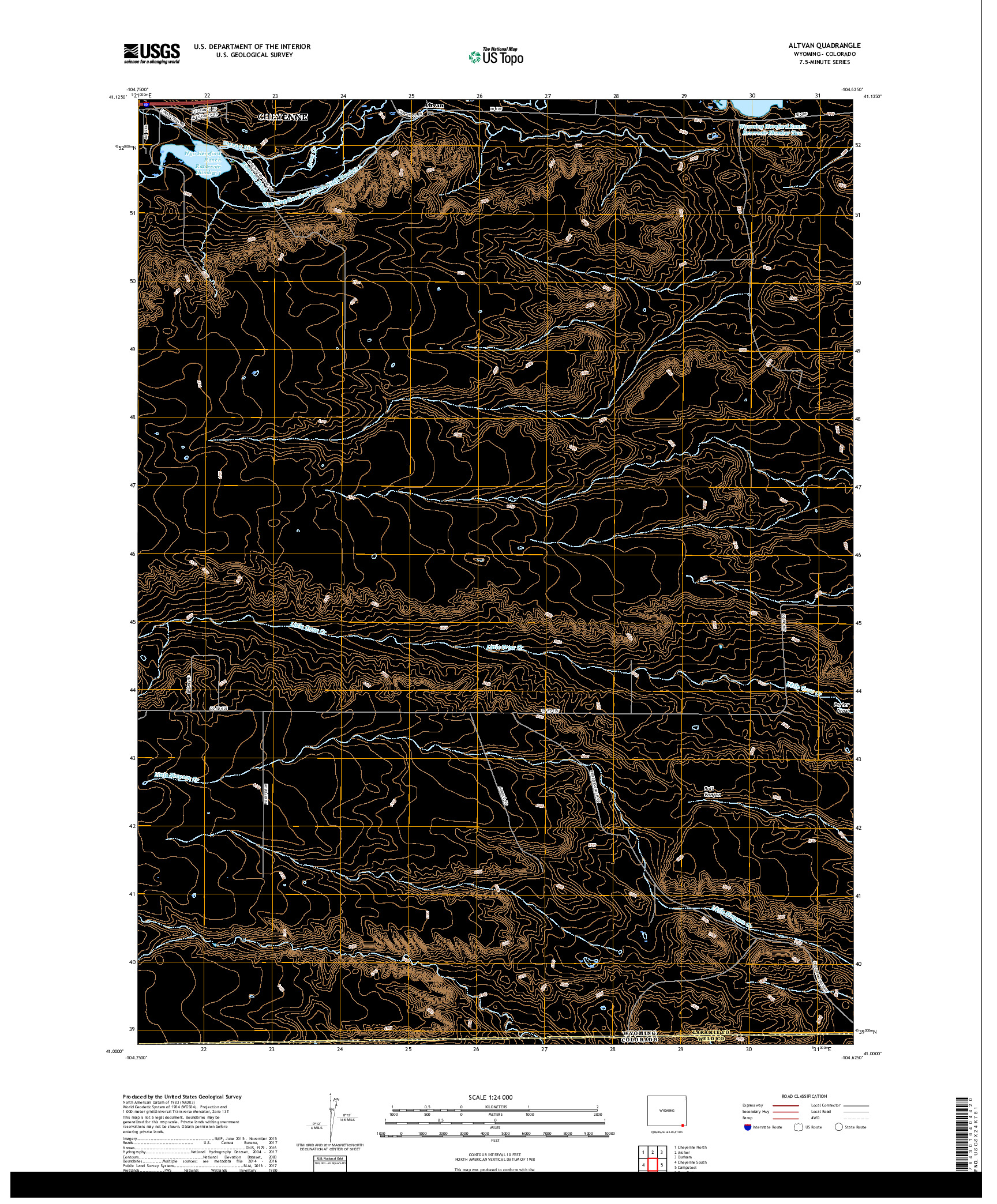 USGS US TOPO 7.5-MINUTE MAP FOR ALTVAN, WY,CO 2017