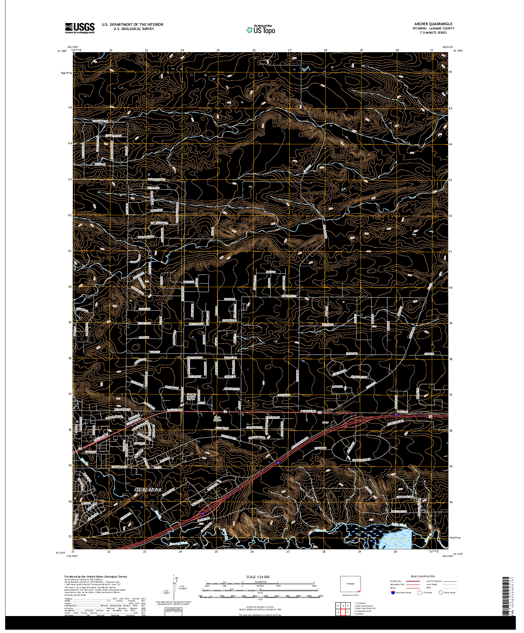 USGS US TOPO 7.5-MINUTE MAP FOR ARCHER, WY 2017