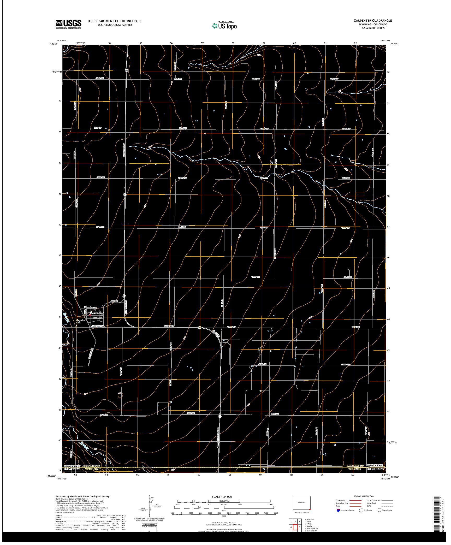 USGS US TOPO 7.5-MINUTE MAP FOR CARPENTER, WY,CO 2017