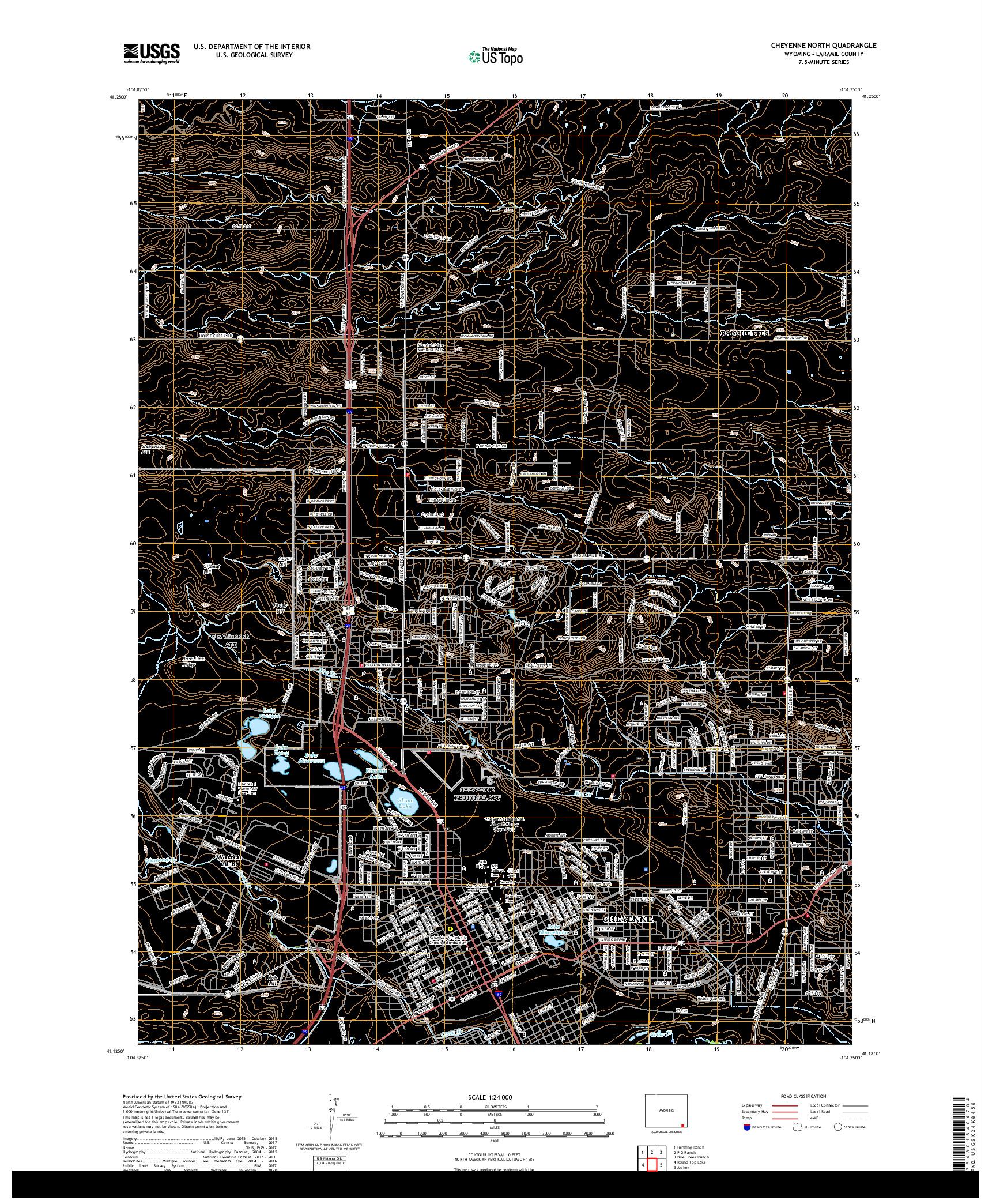 USGS US TOPO 7.5-MINUTE MAP FOR CHEYENNE NORTH, WY 2017