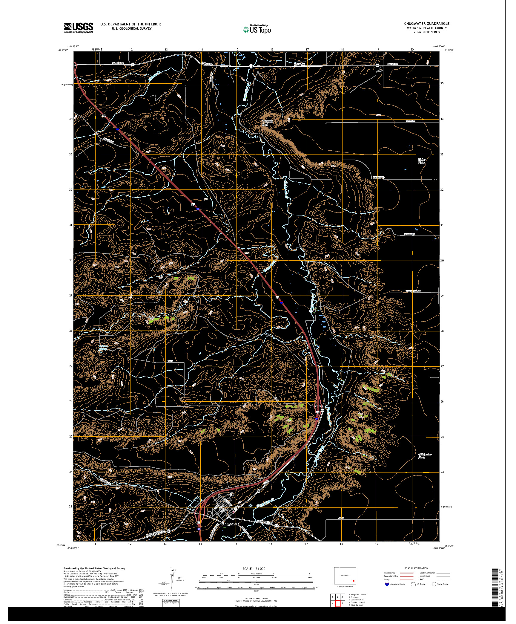 USGS US TOPO 7.5-MINUTE MAP FOR CHUGWATER, WY 2017