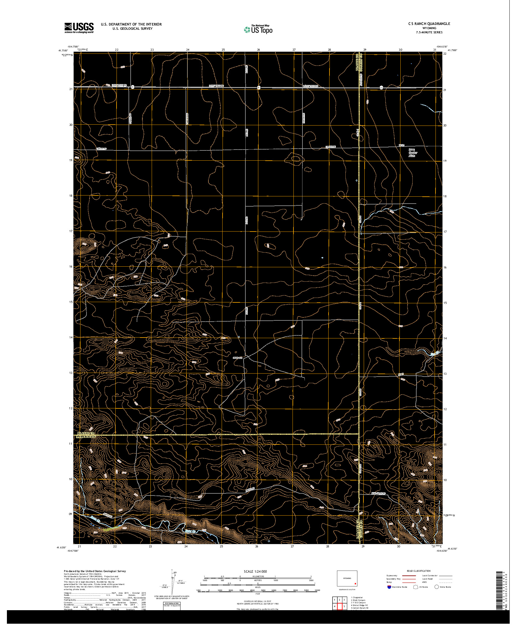 USGS US TOPO 7.5-MINUTE MAP FOR C S RANCH, WY 2017