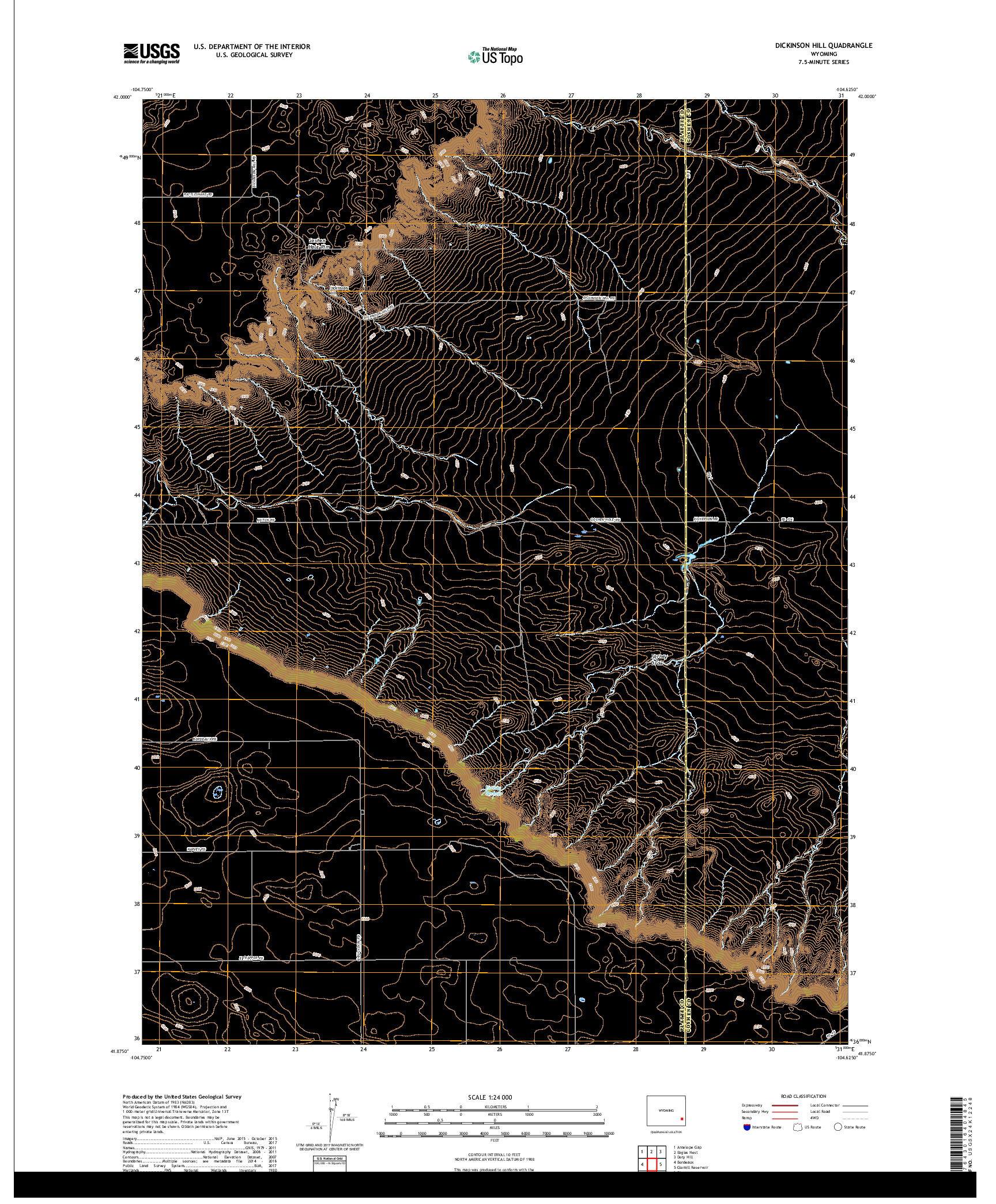 USGS US TOPO 7.5-MINUTE MAP FOR DICKINSON HILL, WY 2017