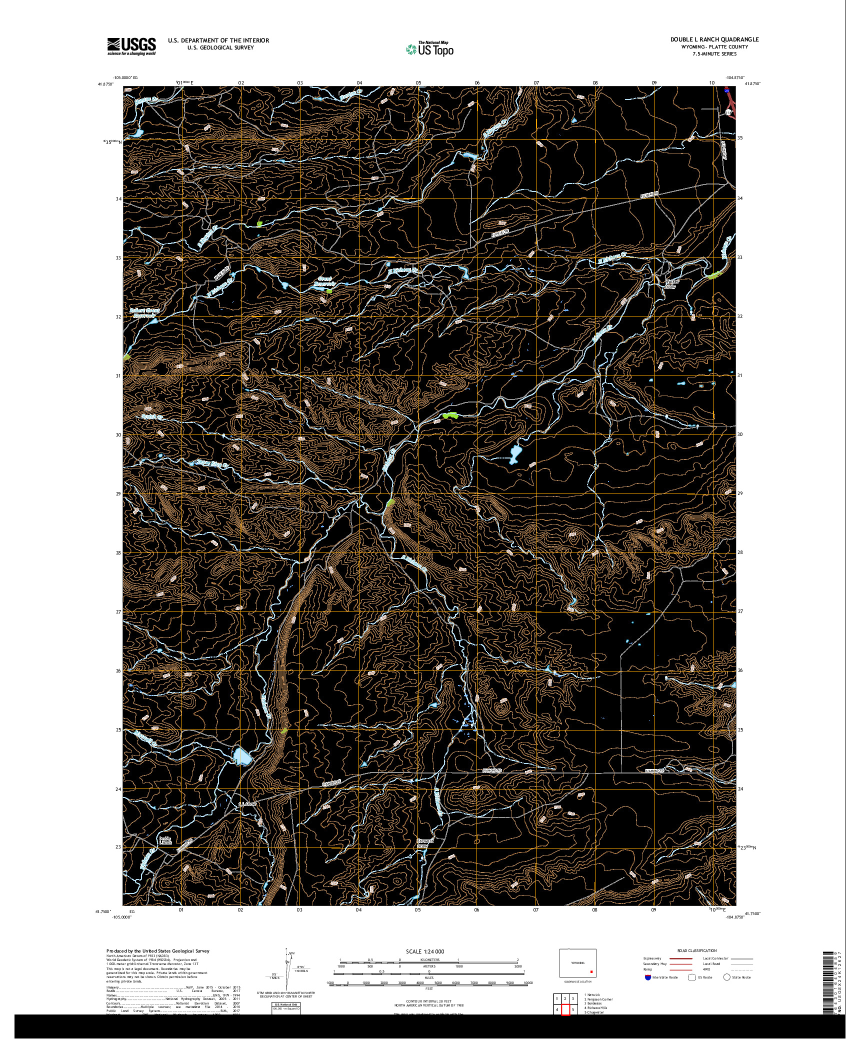 USGS US TOPO 7.5-MINUTE MAP FOR DOUBLE L RANCH, WY 2017