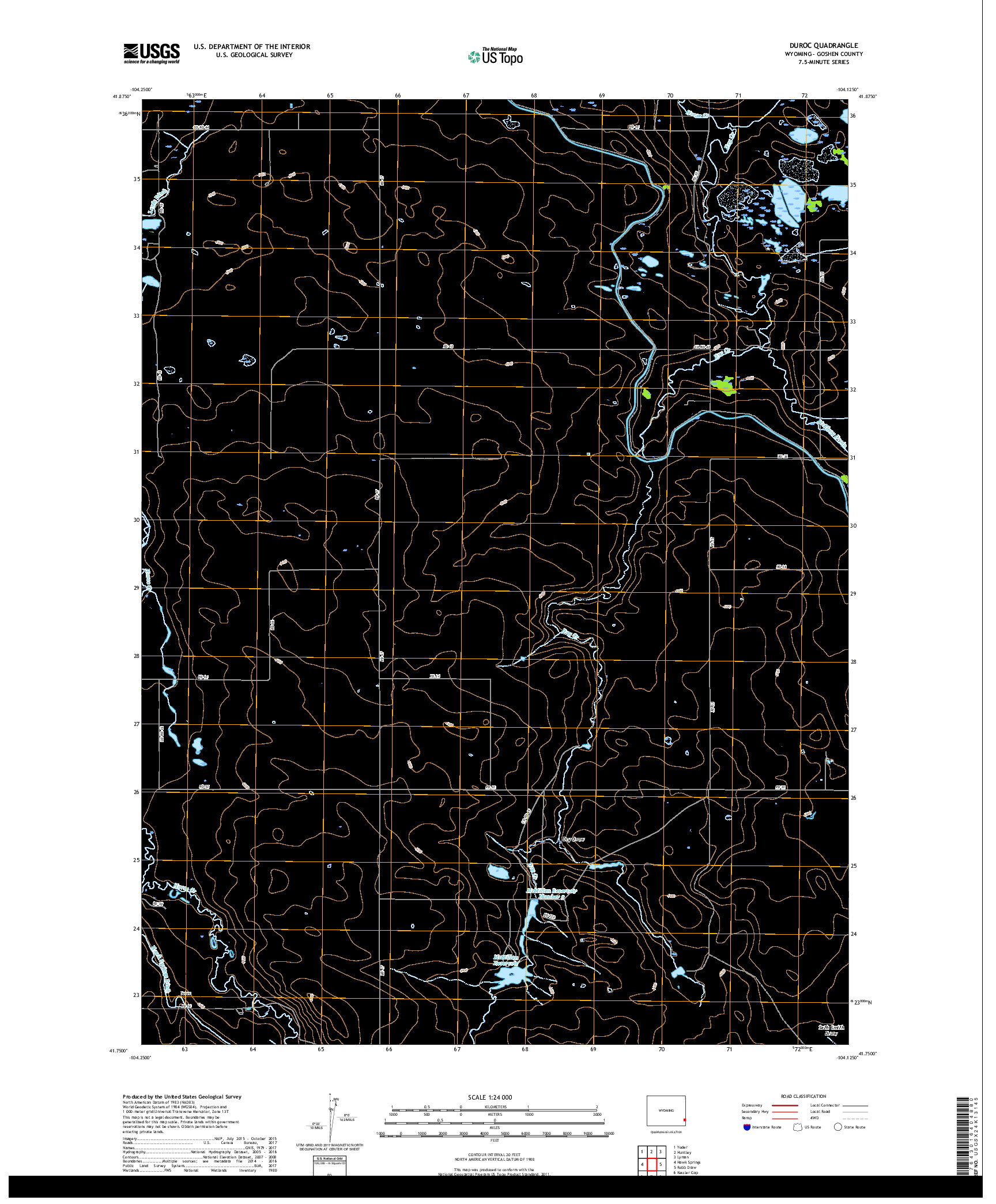 USGS US TOPO 7.5-MINUTE MAP FOR DUROC, WY 2017