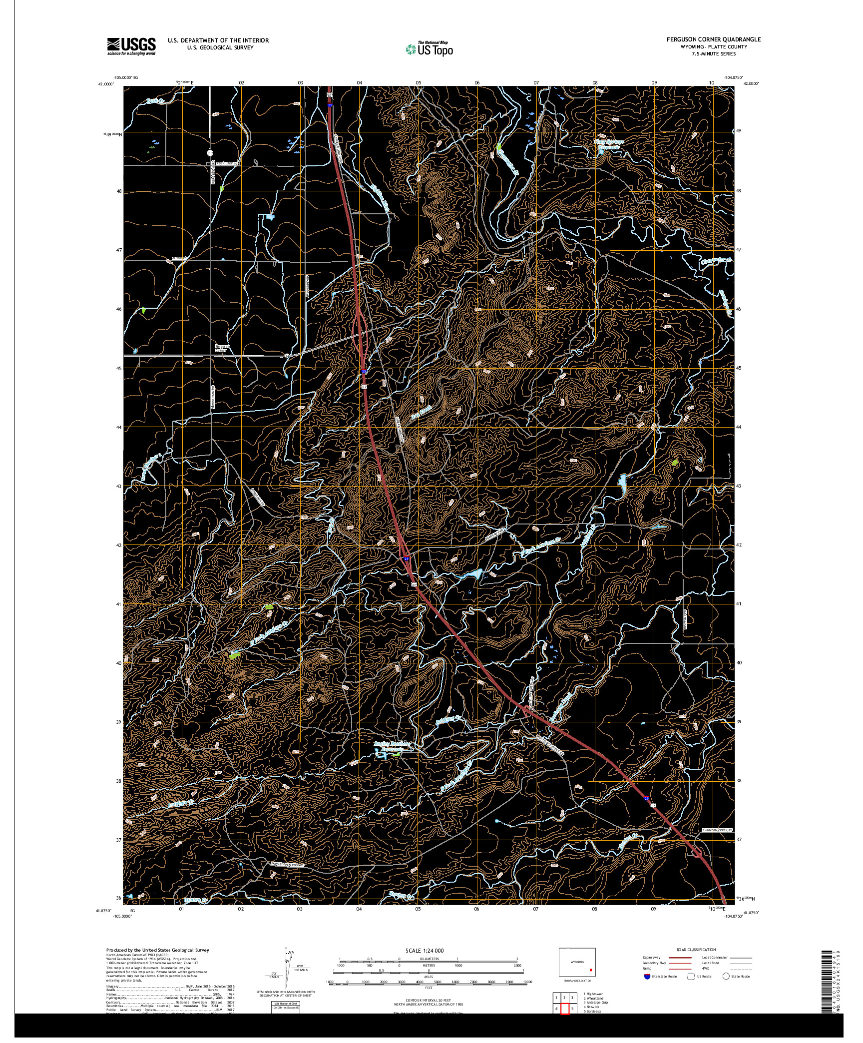 USGS US TOPO 7.5-MINUTE MAP FOR FERGUSON CORNER, WY 2017