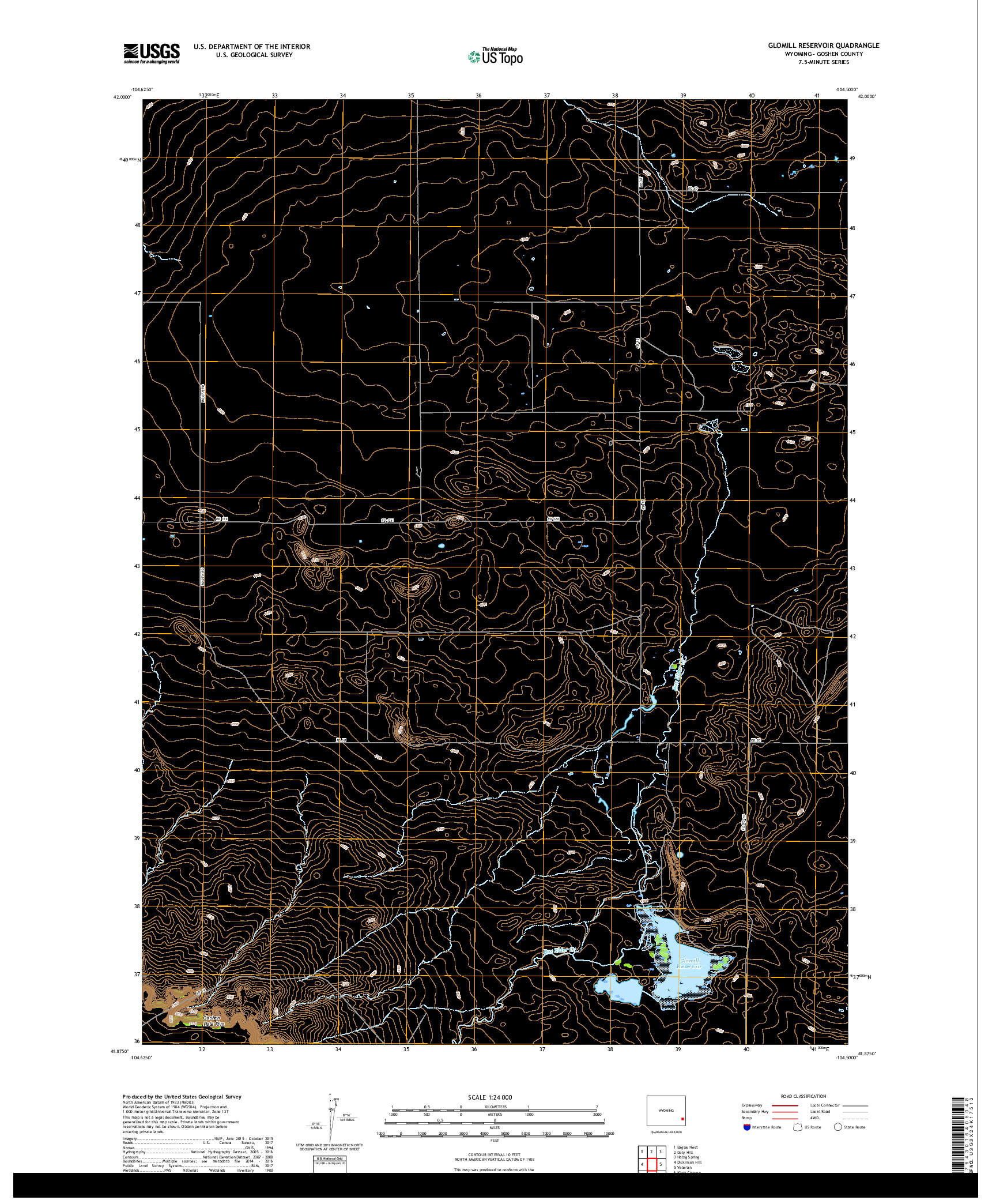 USGS US TOPO 7.5-MINUTE MAP FOR GLOMILL RESERVOIR, WY 2017