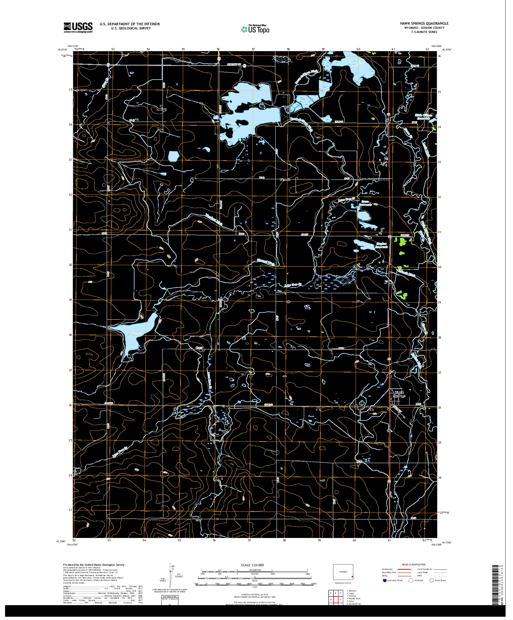 USGS US TOPO 7.5-MINUTE MAP FOR HAWK SPRINGS, WY 2017